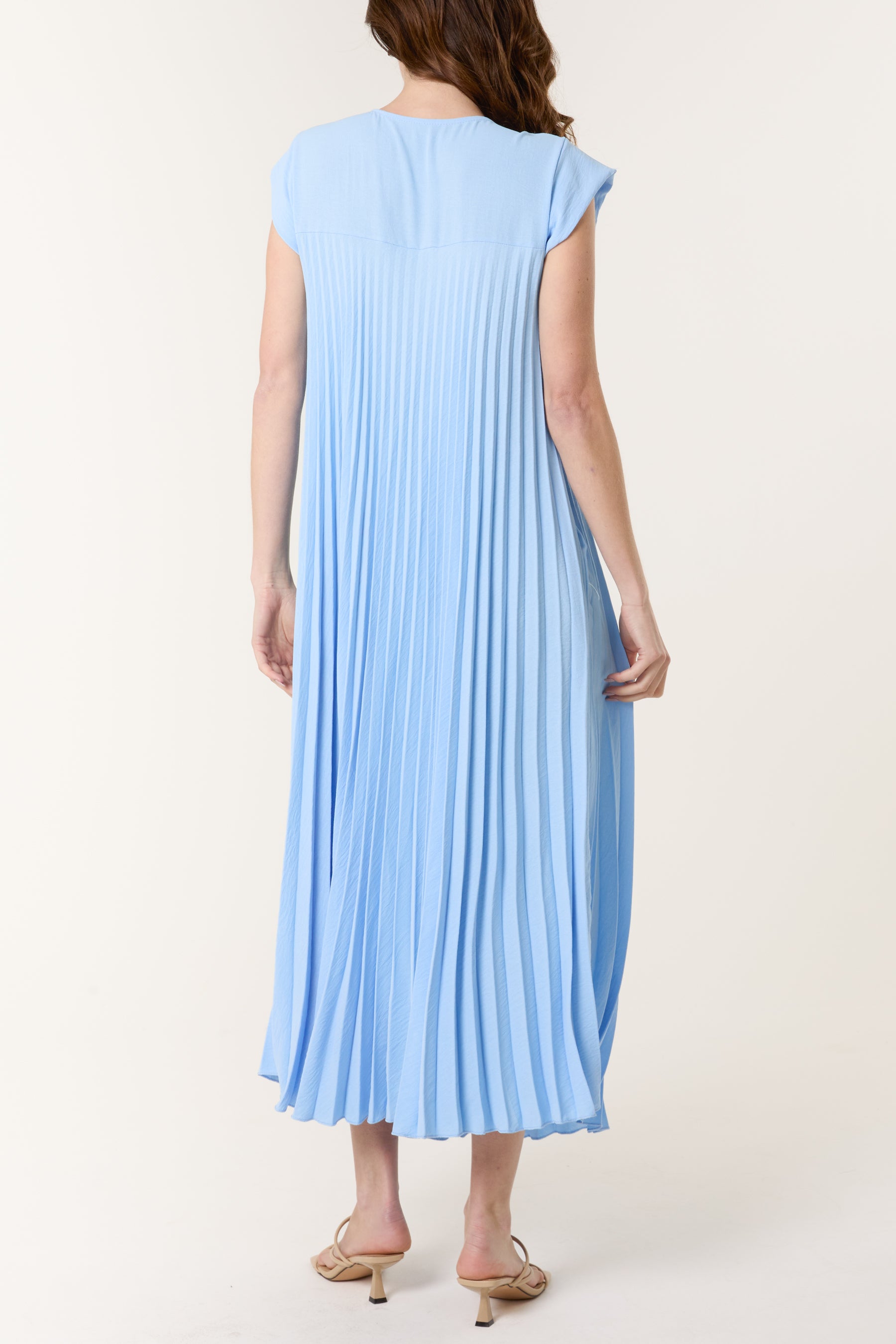 Cap Sleeve Pleated Maxi Dress
