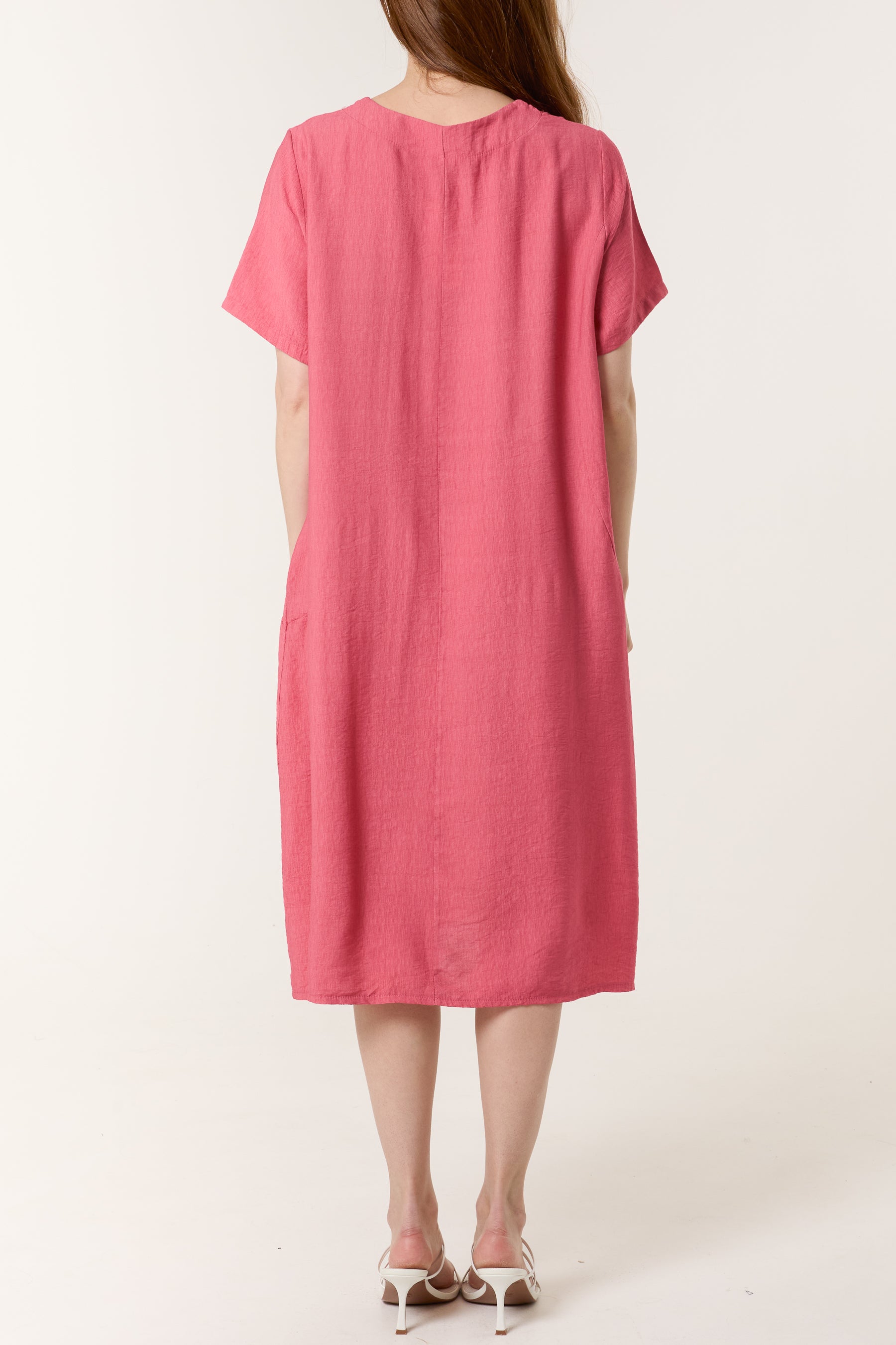 Boat Neck Short Sleeve Midi Dress