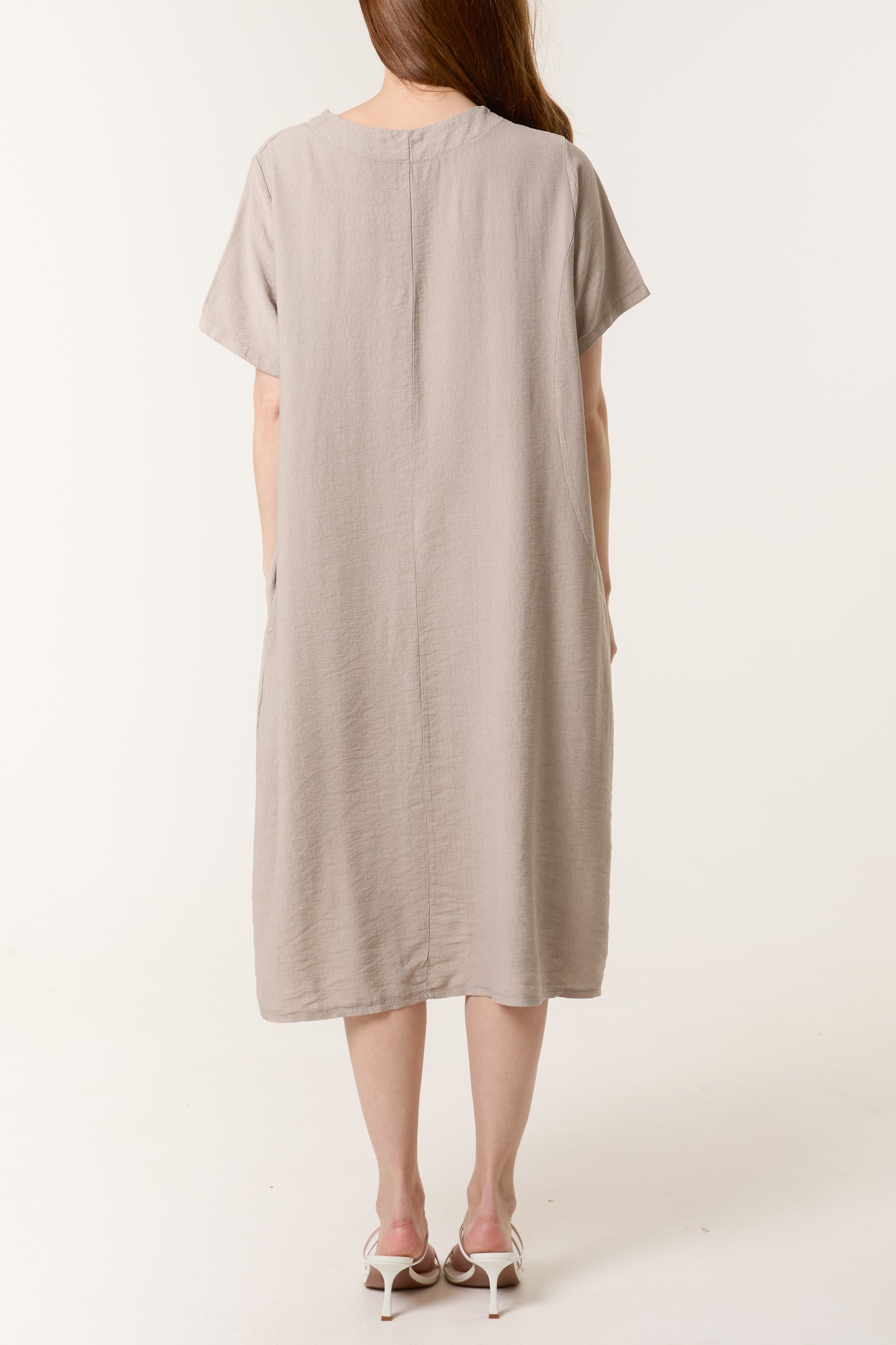 Boat Neck Short Sleeve Midi Dress