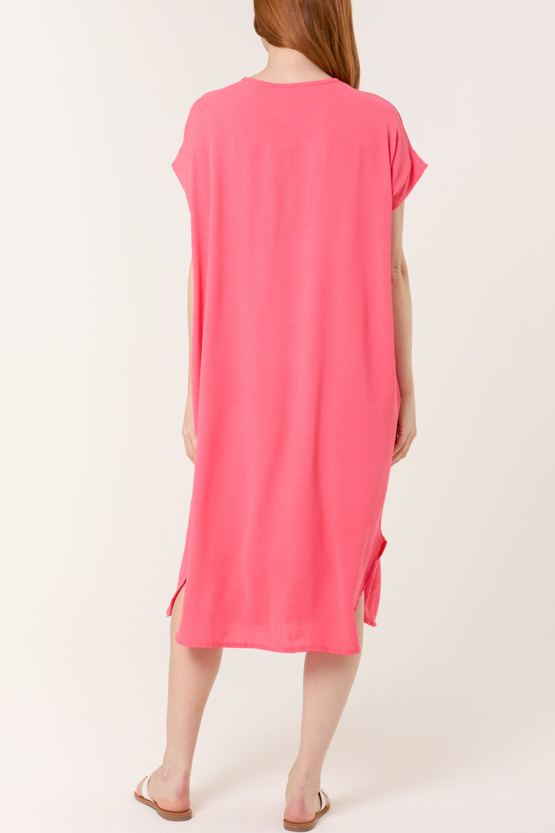V-Neck Short Sleeve Midi Dress