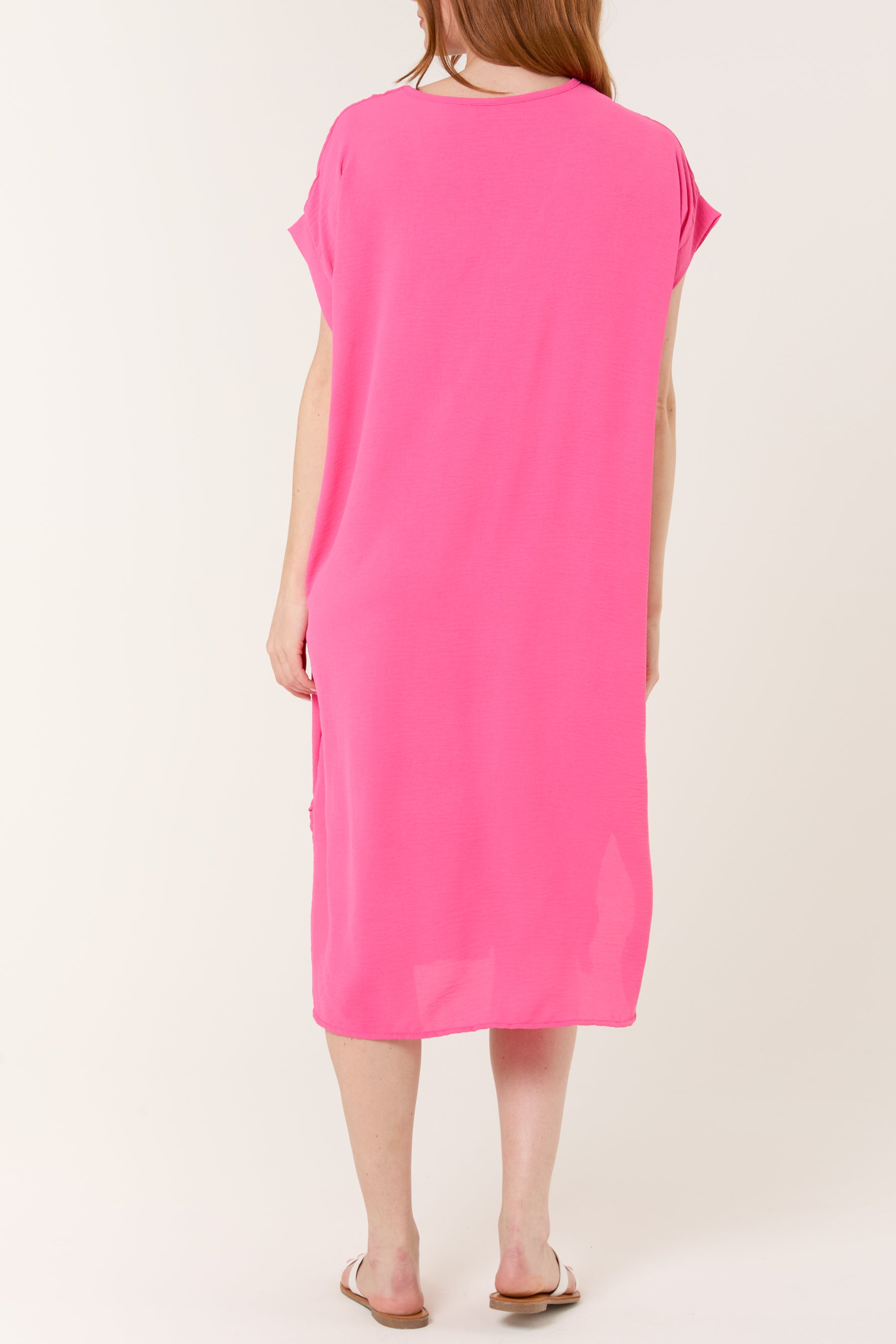 V-Neck Short Sleeve Midi Dress