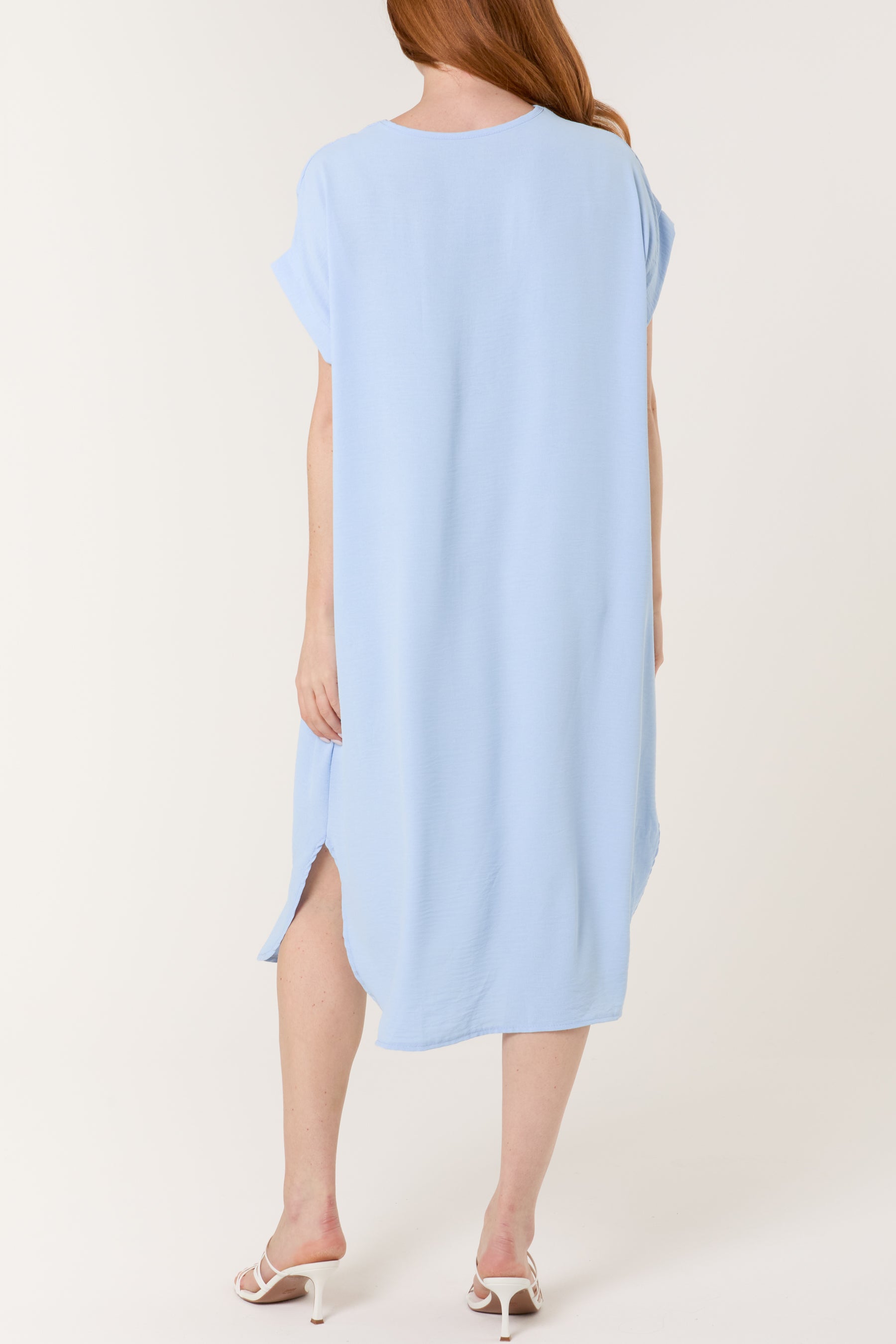V-Neck Short Sleeve Midi Dress