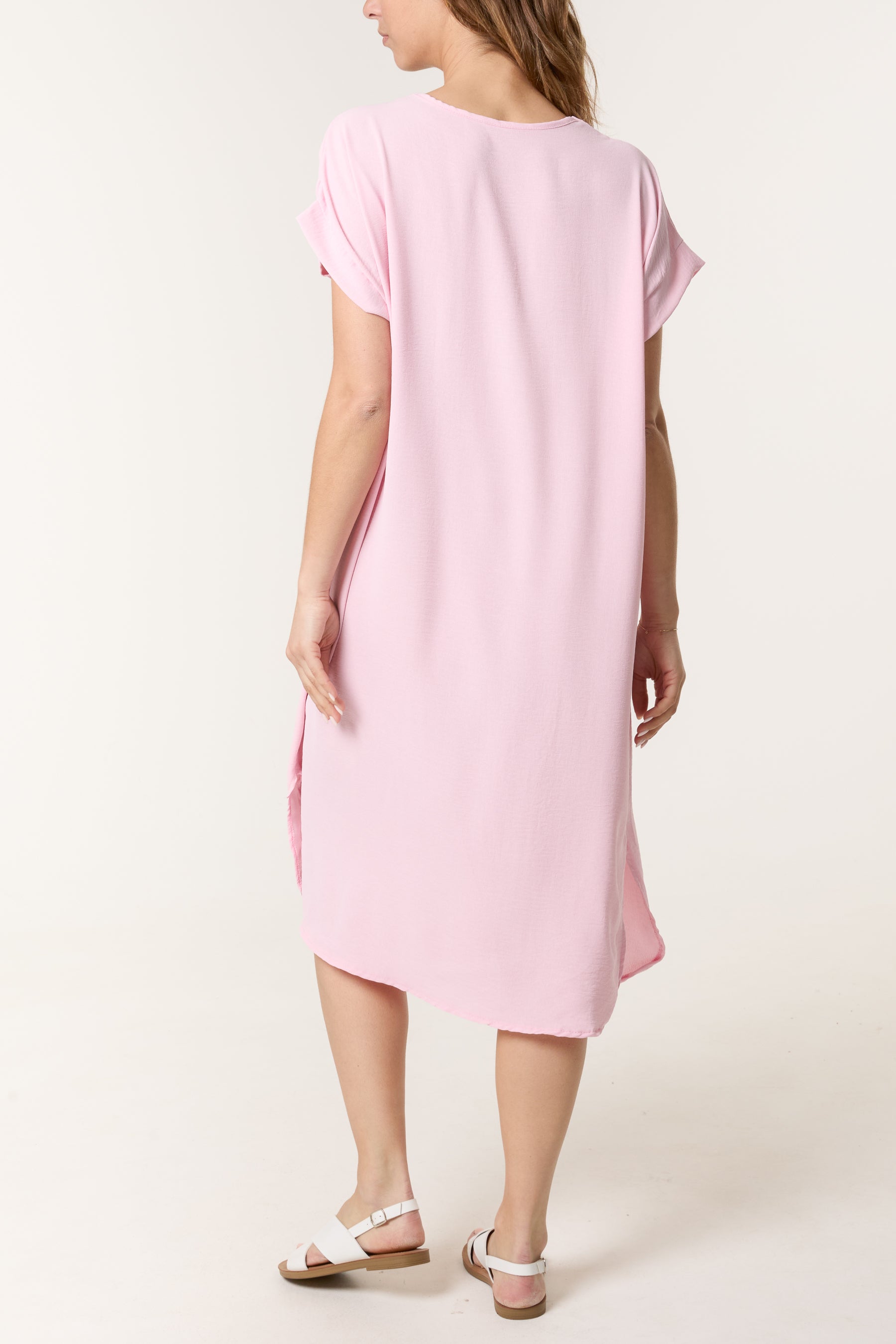 V-Neck Short Sleeve Midi Dress