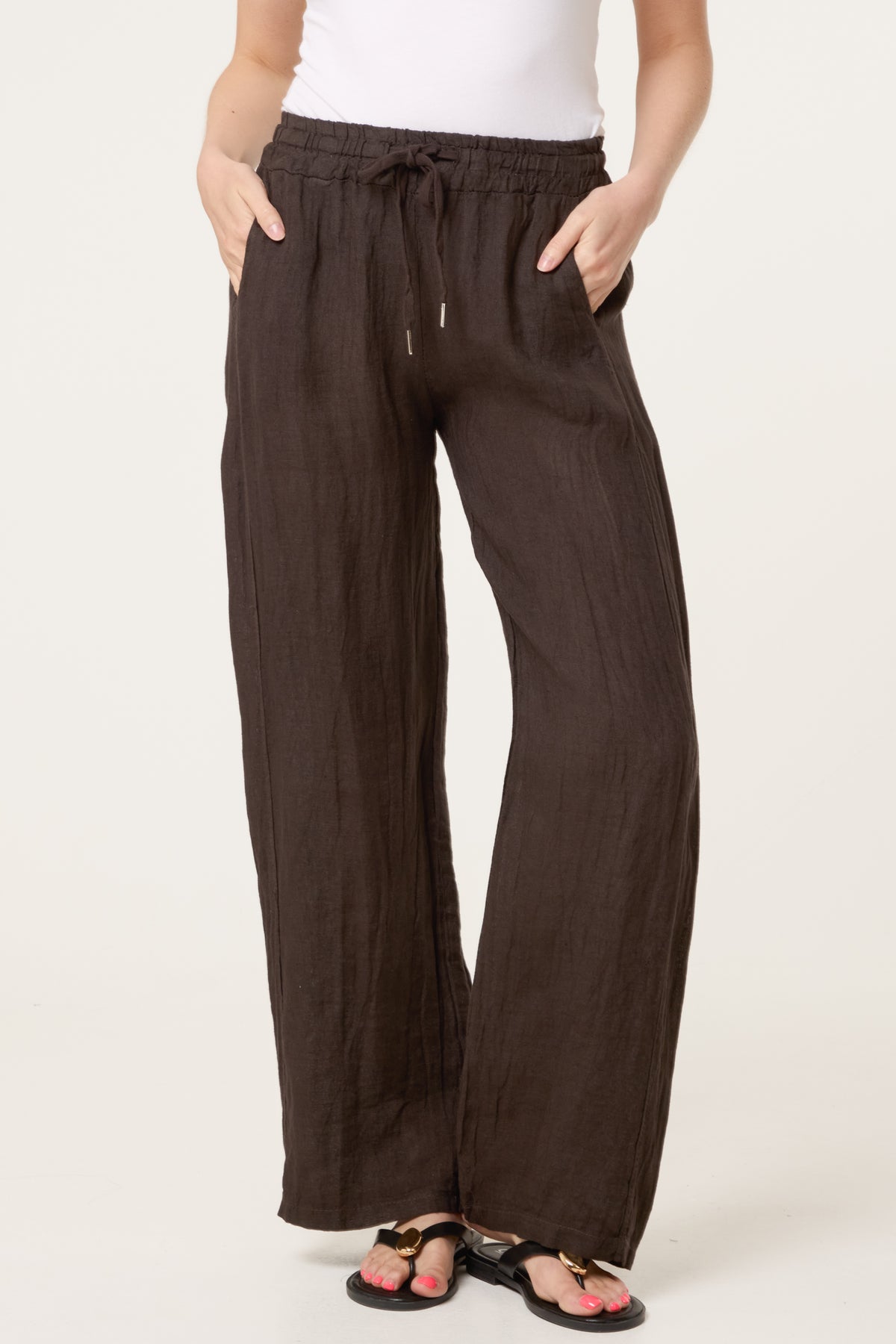 Pure Linen Wide Leg Trousers