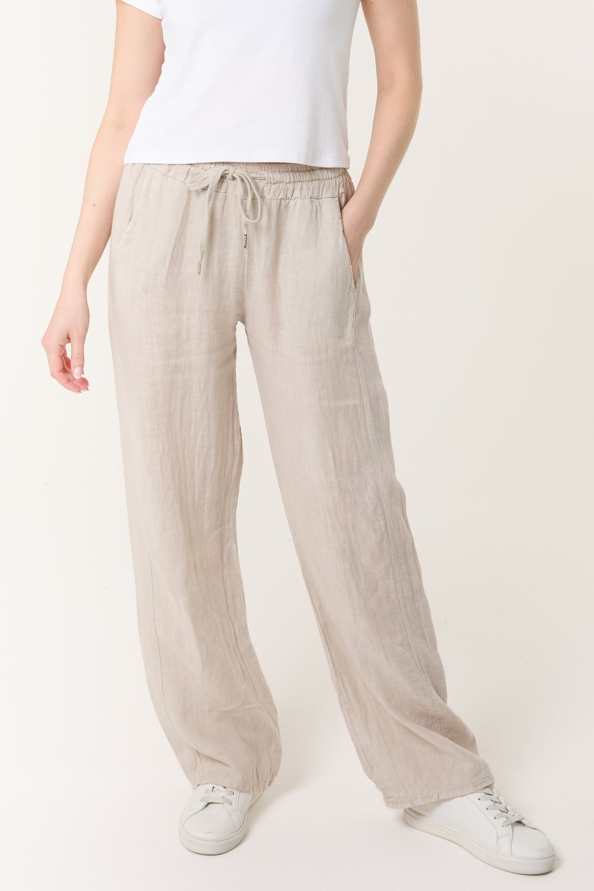 Pure Linen Wide Leg Trousers