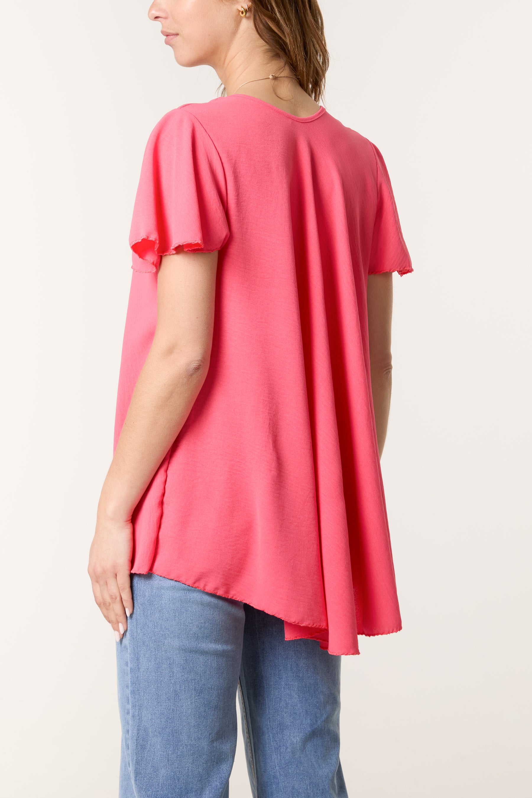 Necklace V-Neck Angel Sleeve Top