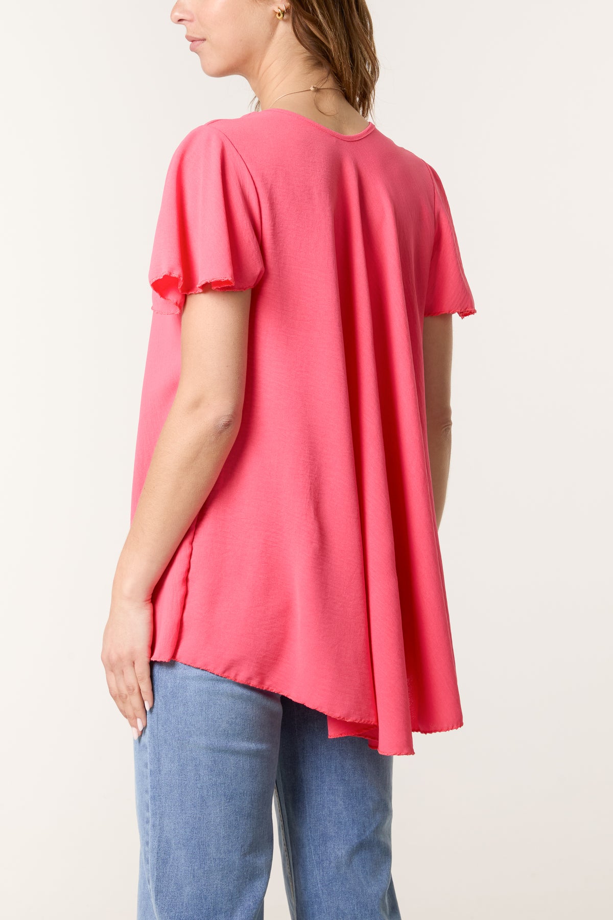 Necklace V-Neck Angel Sleeve Top