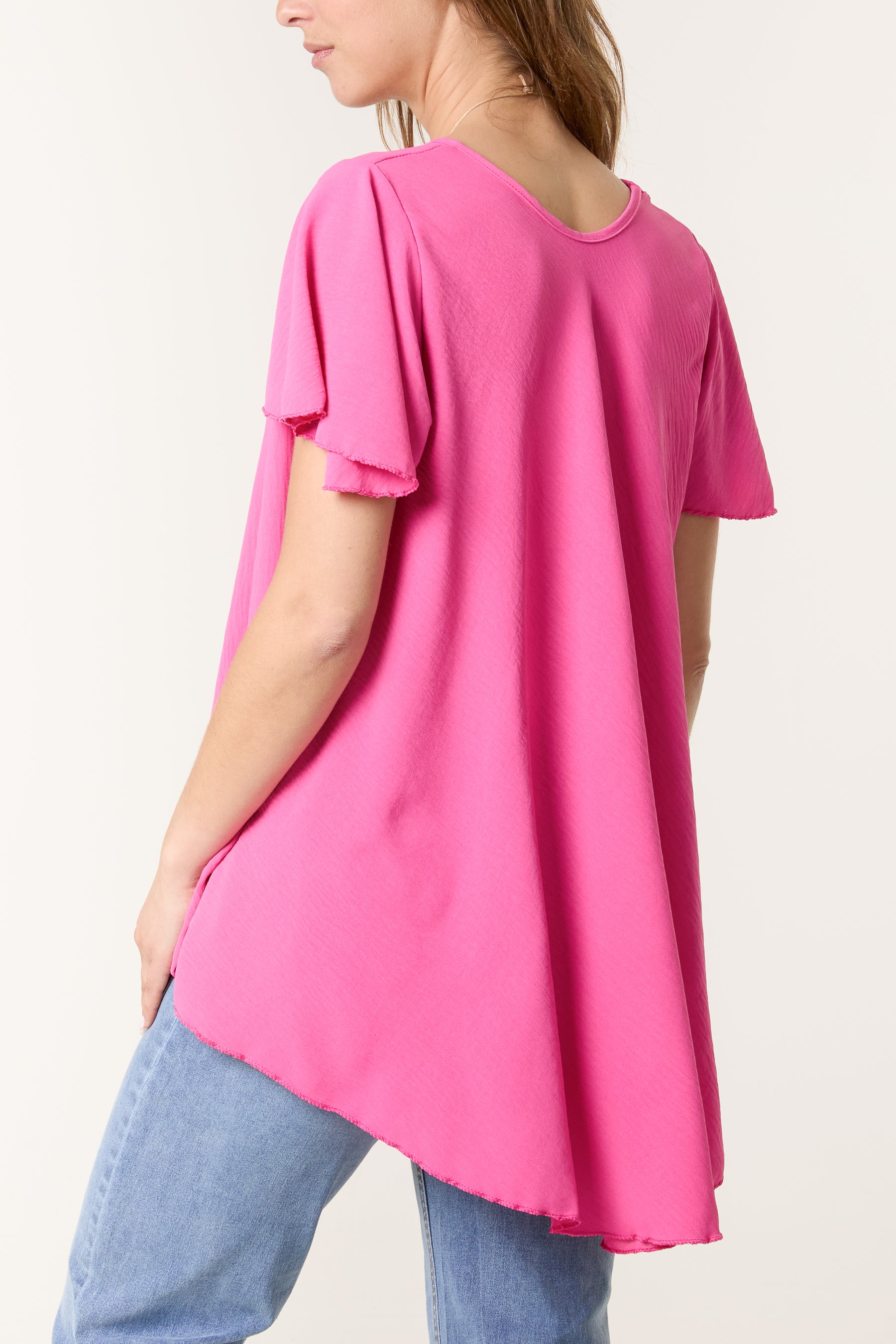 Necklace V-Neck Angel Sleeve Top