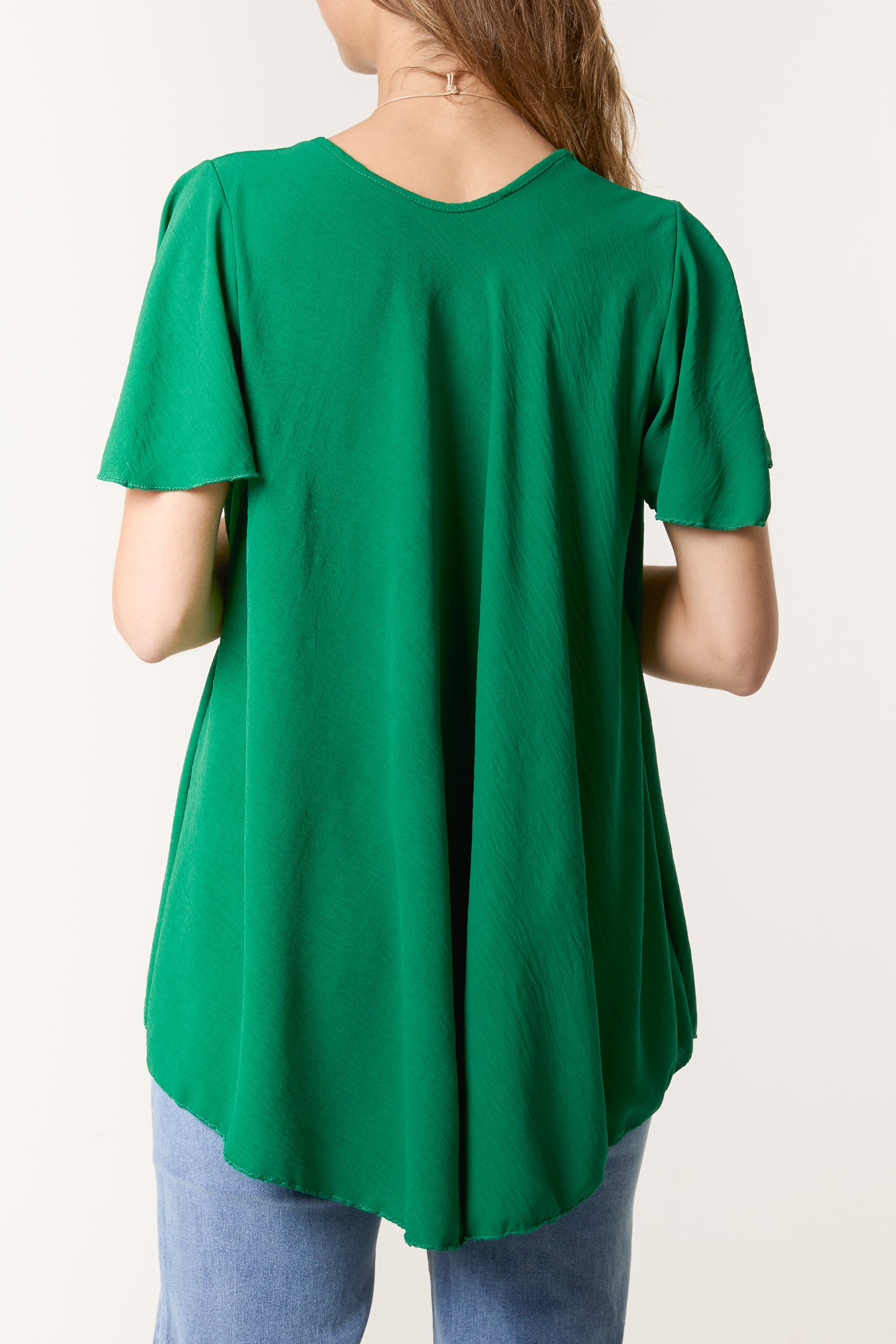Necklace V-Neck Angel Sleeve Top