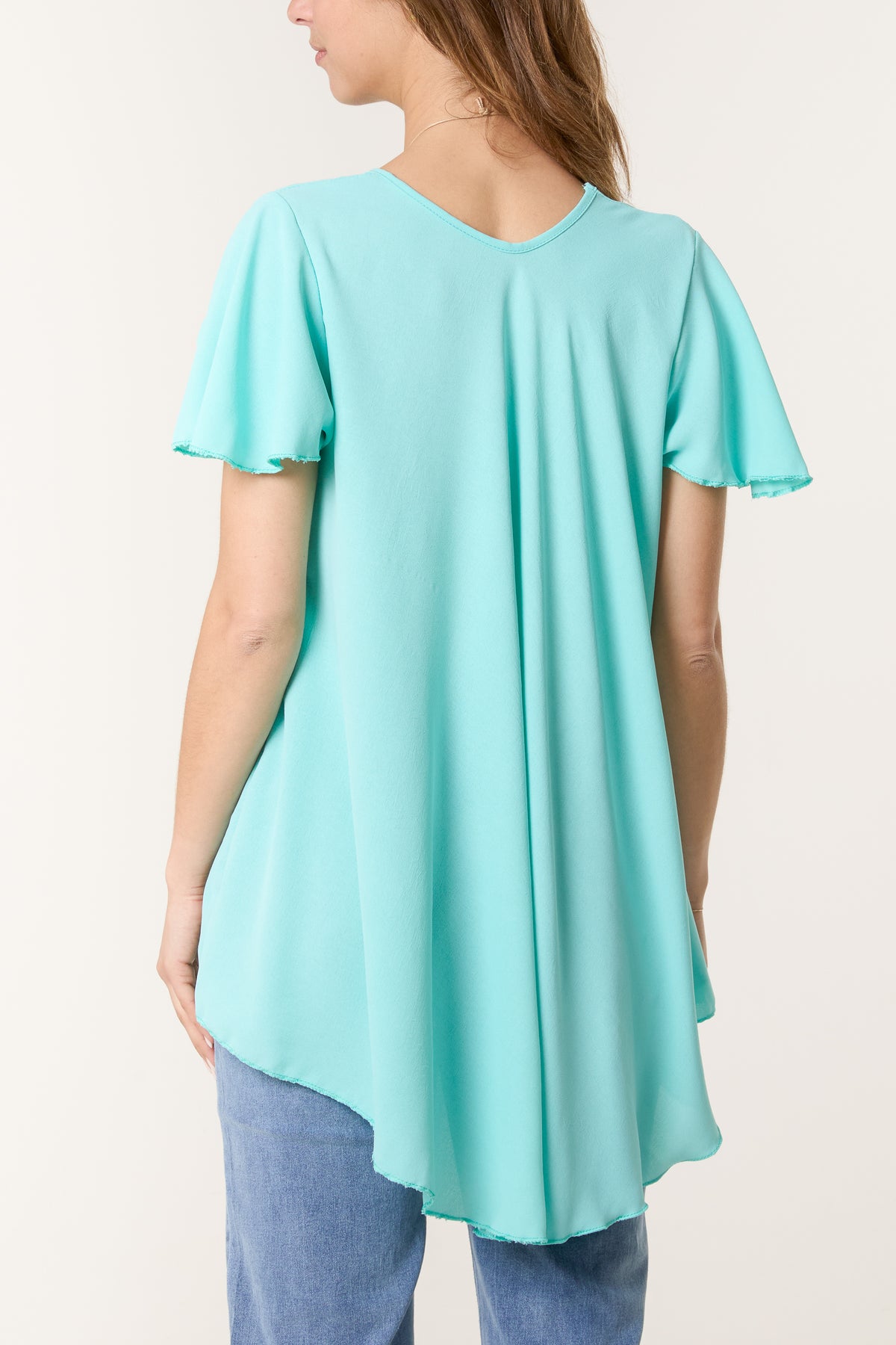 Necklace V-Neck Angel Sleeve Top