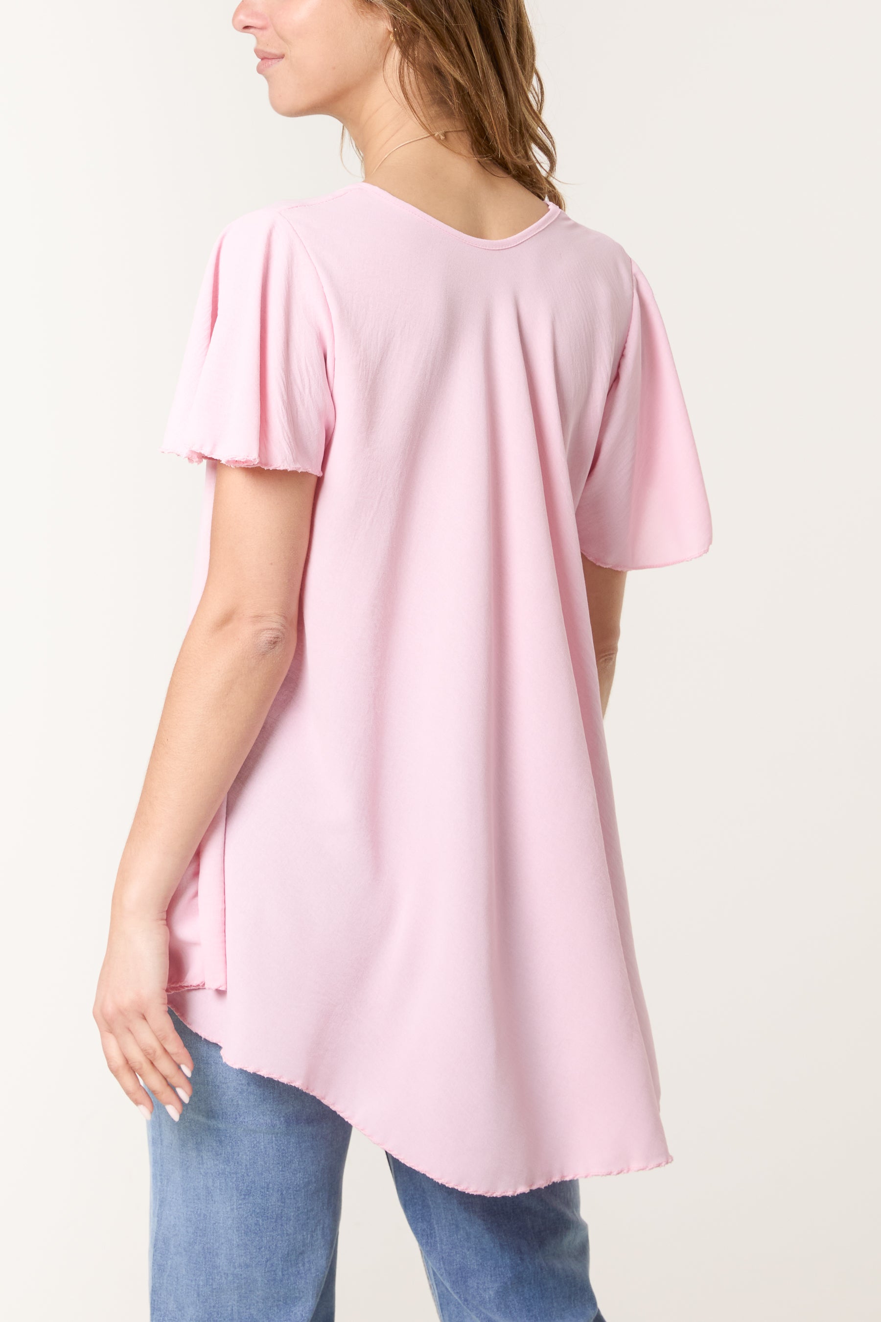 Necklace V-Neck Angel Sleeve Top