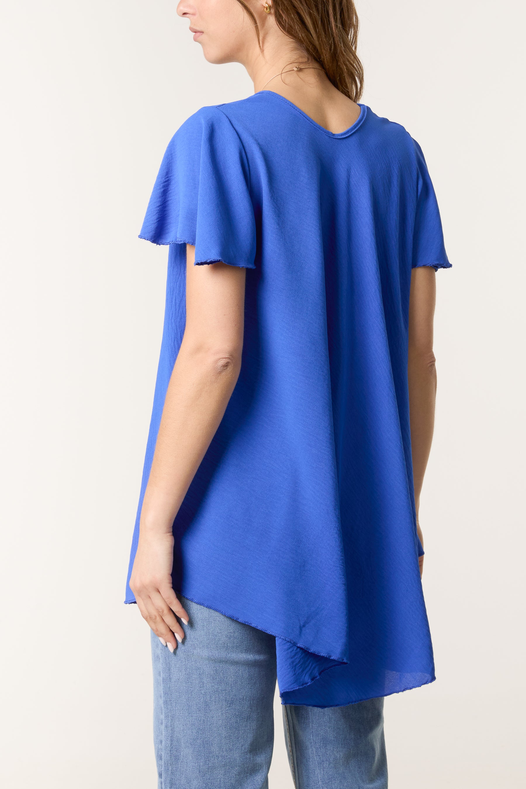 Necklace V-Neck Angel Sleeve Top
