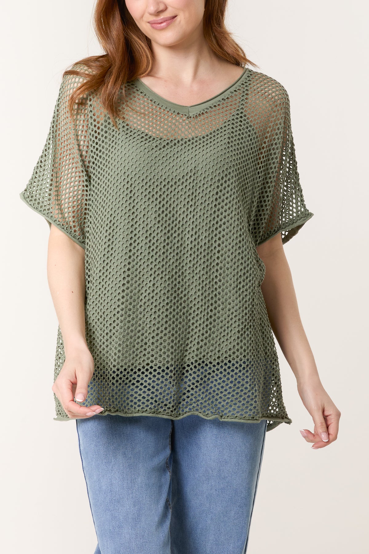 Short Sleeve Lined Net Top
