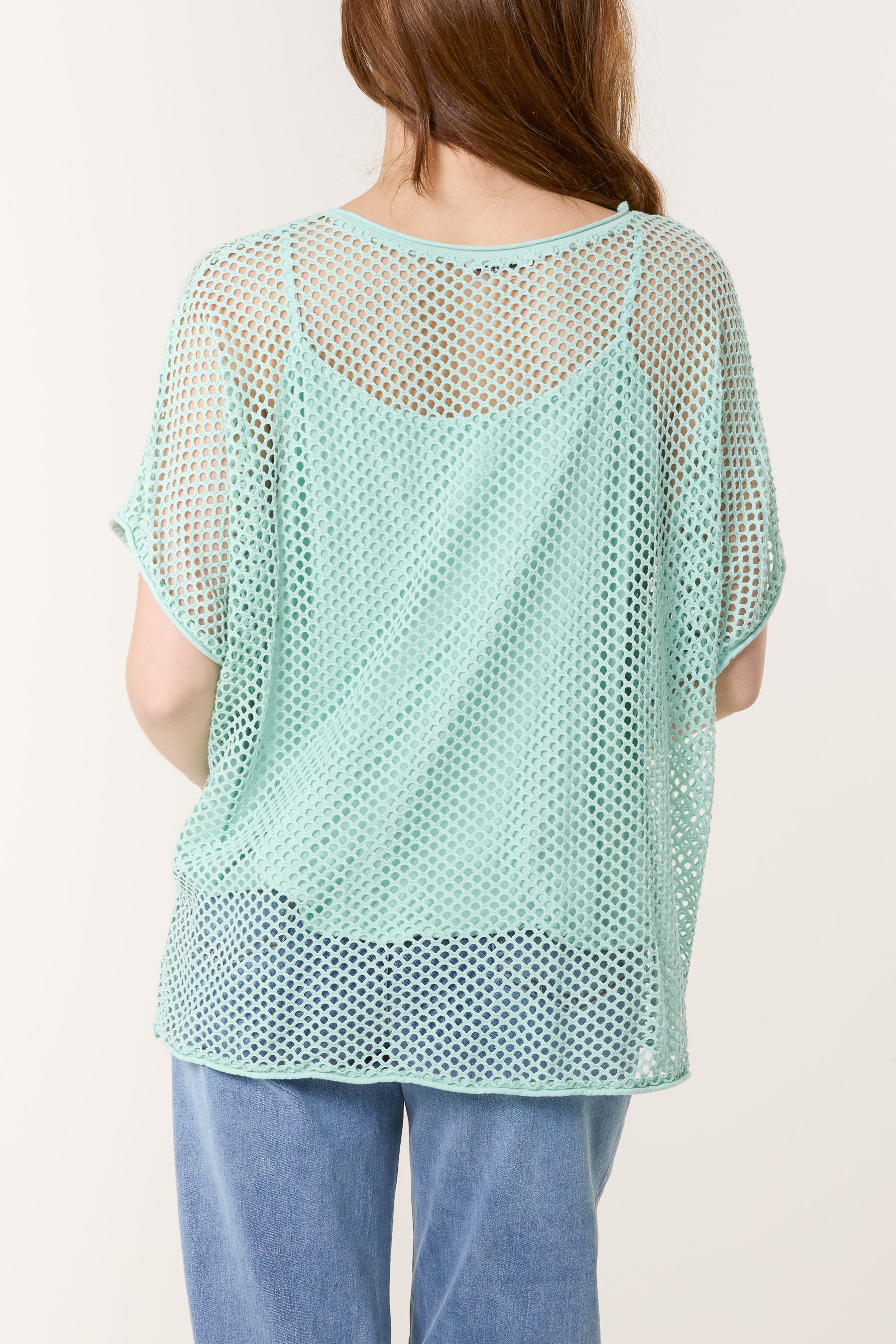 Short Sleeve Lined Net Top