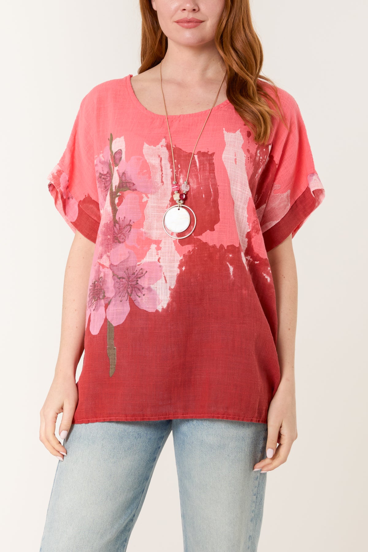 Necklace Flower Watercolour Cotton Top