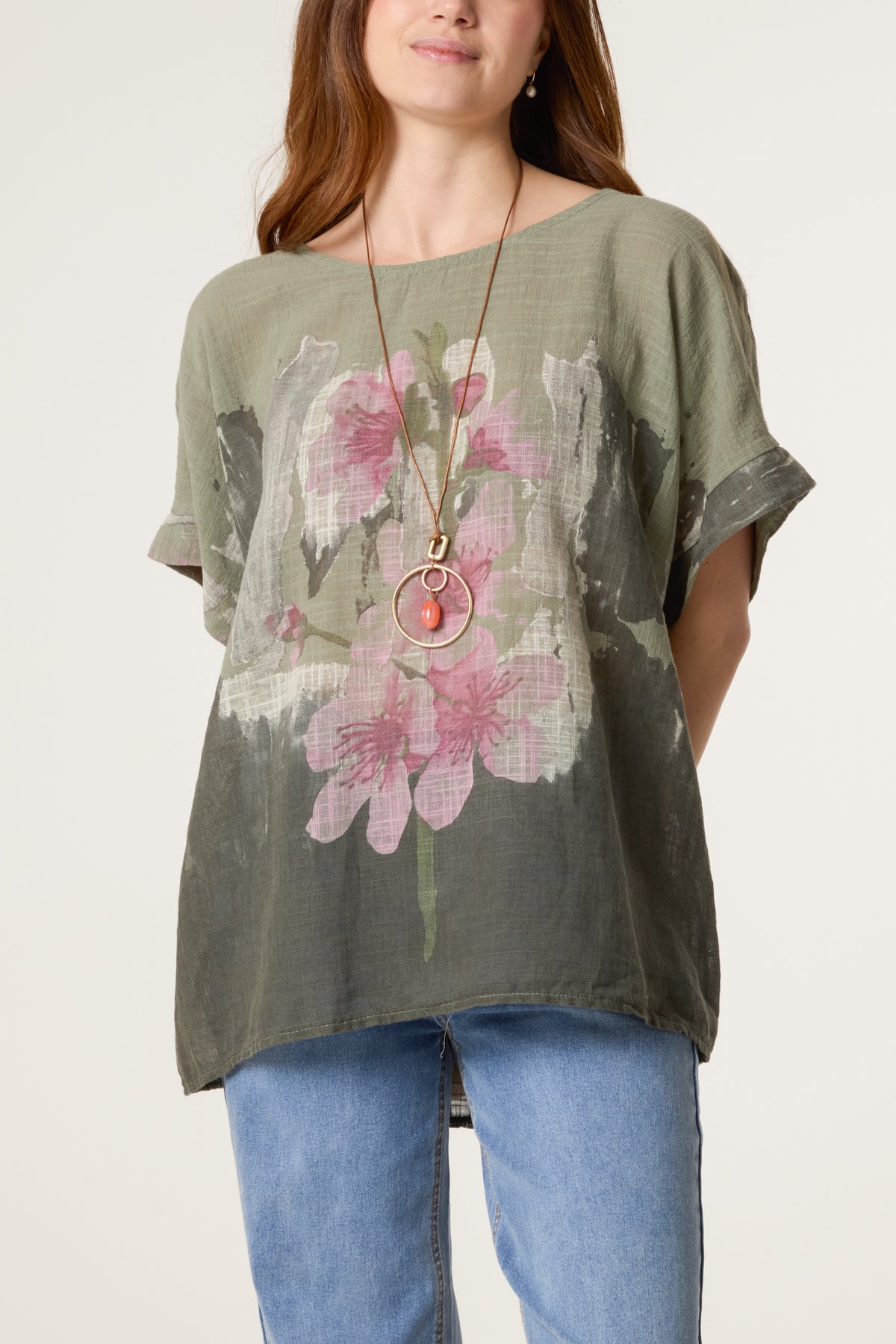 Necklace Flower Watercolour Cotton Top
