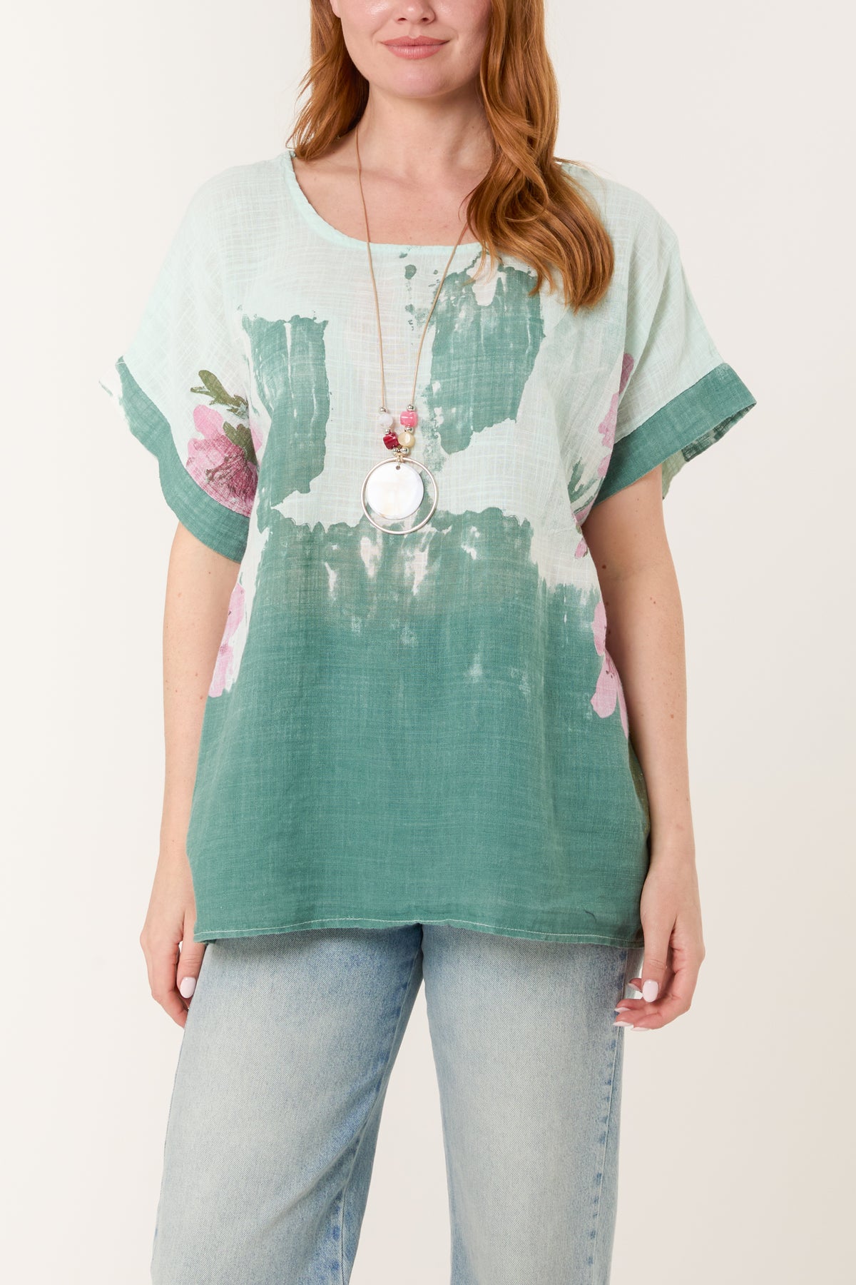 Necklace Flower Watercolour Cotton Top