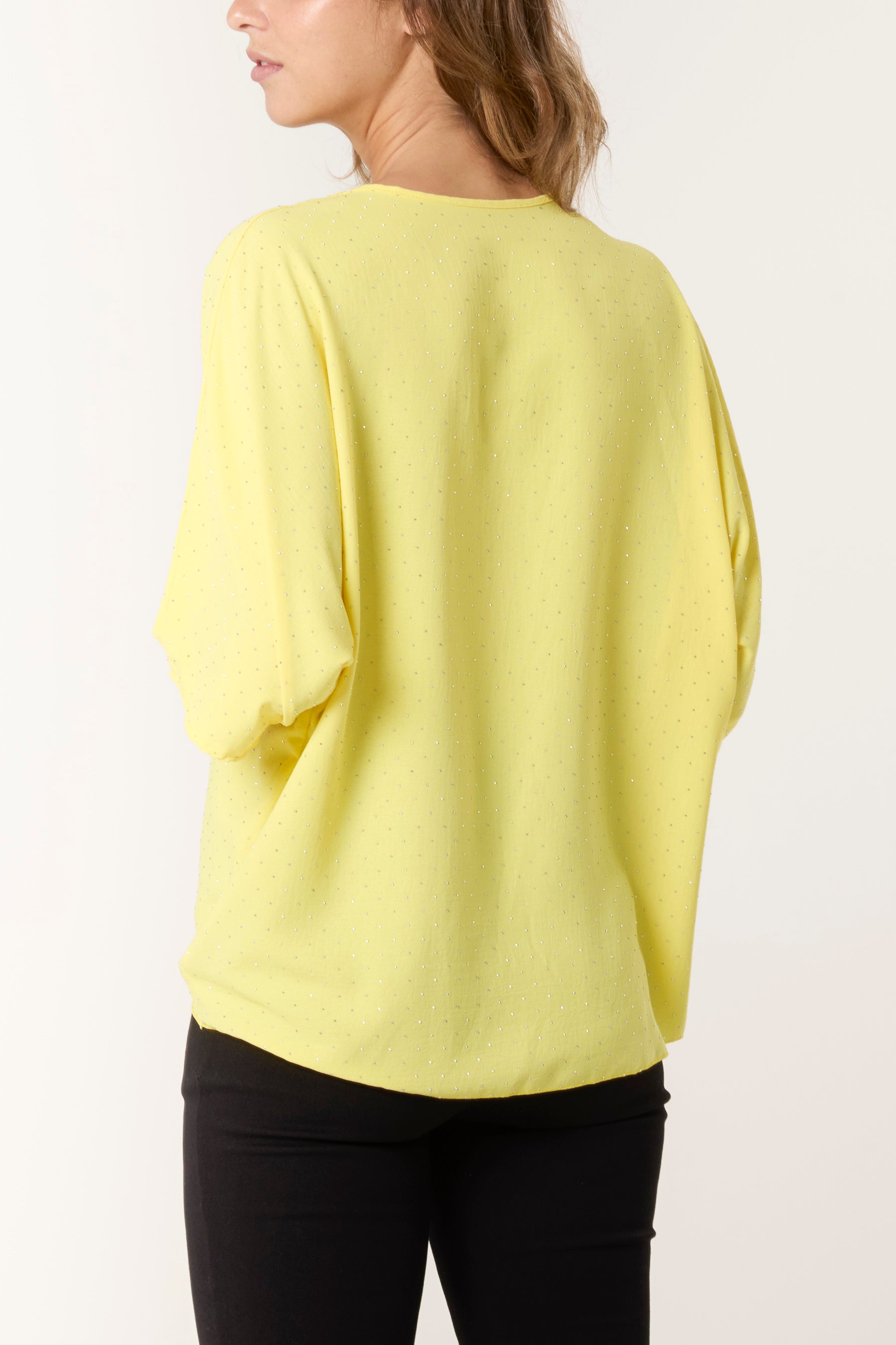 Diamante V-Neck Front Knot Top