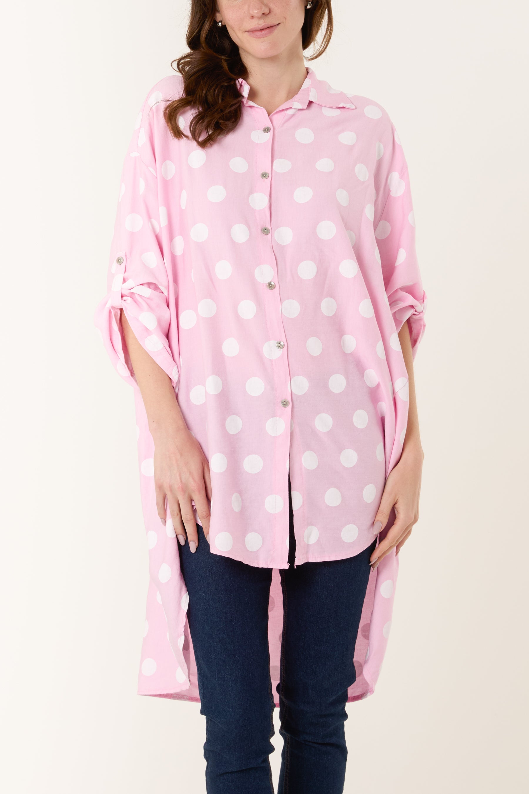 Polka Dot High Low Shirt