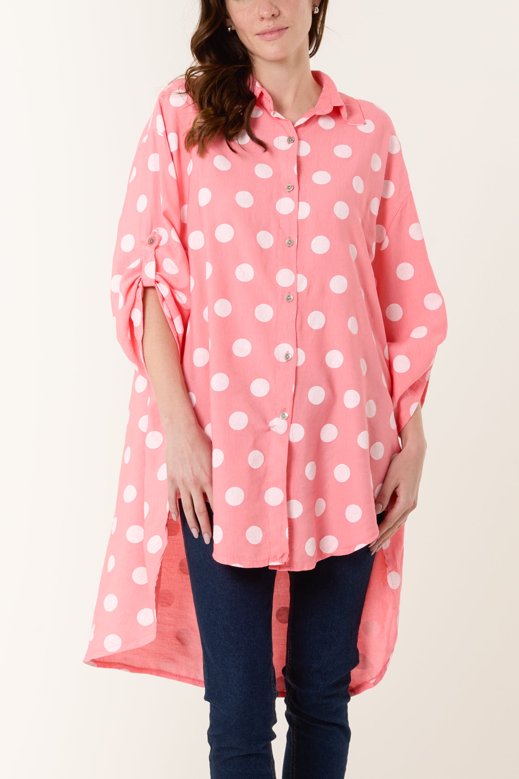 Polka Dot High Low Shirt