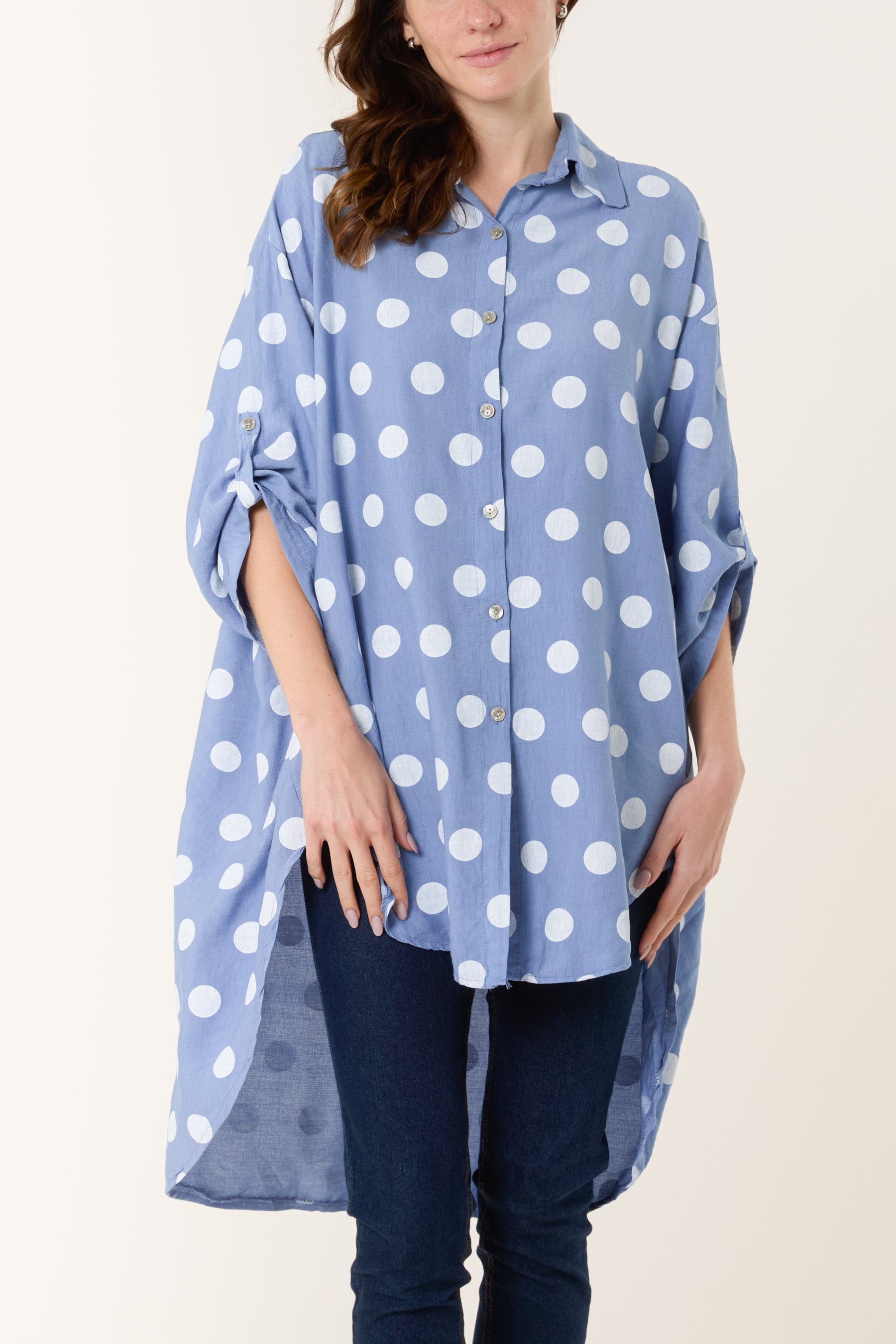 Polka Dot High Low Shirt
