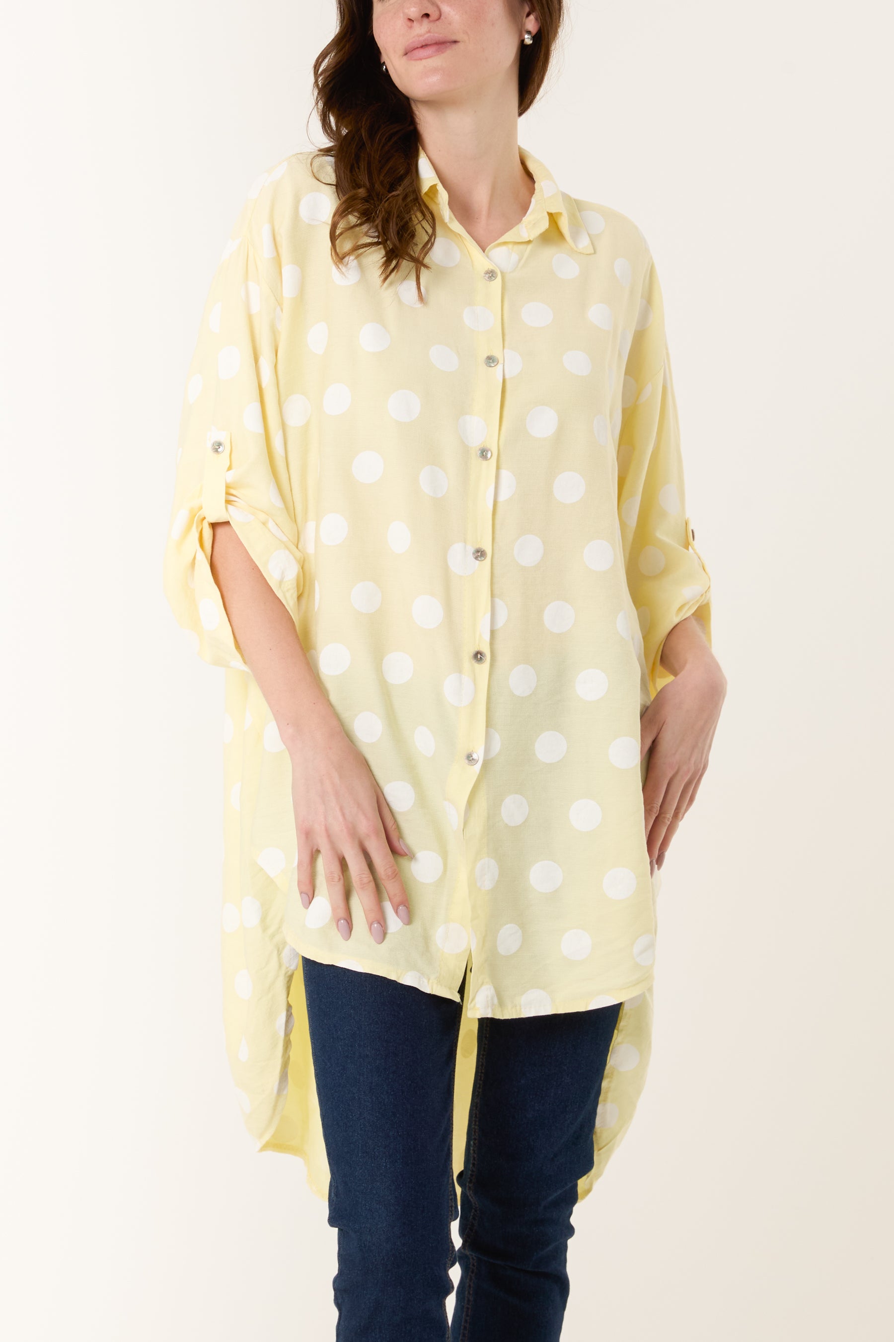 Polka Dot High Low Shirt