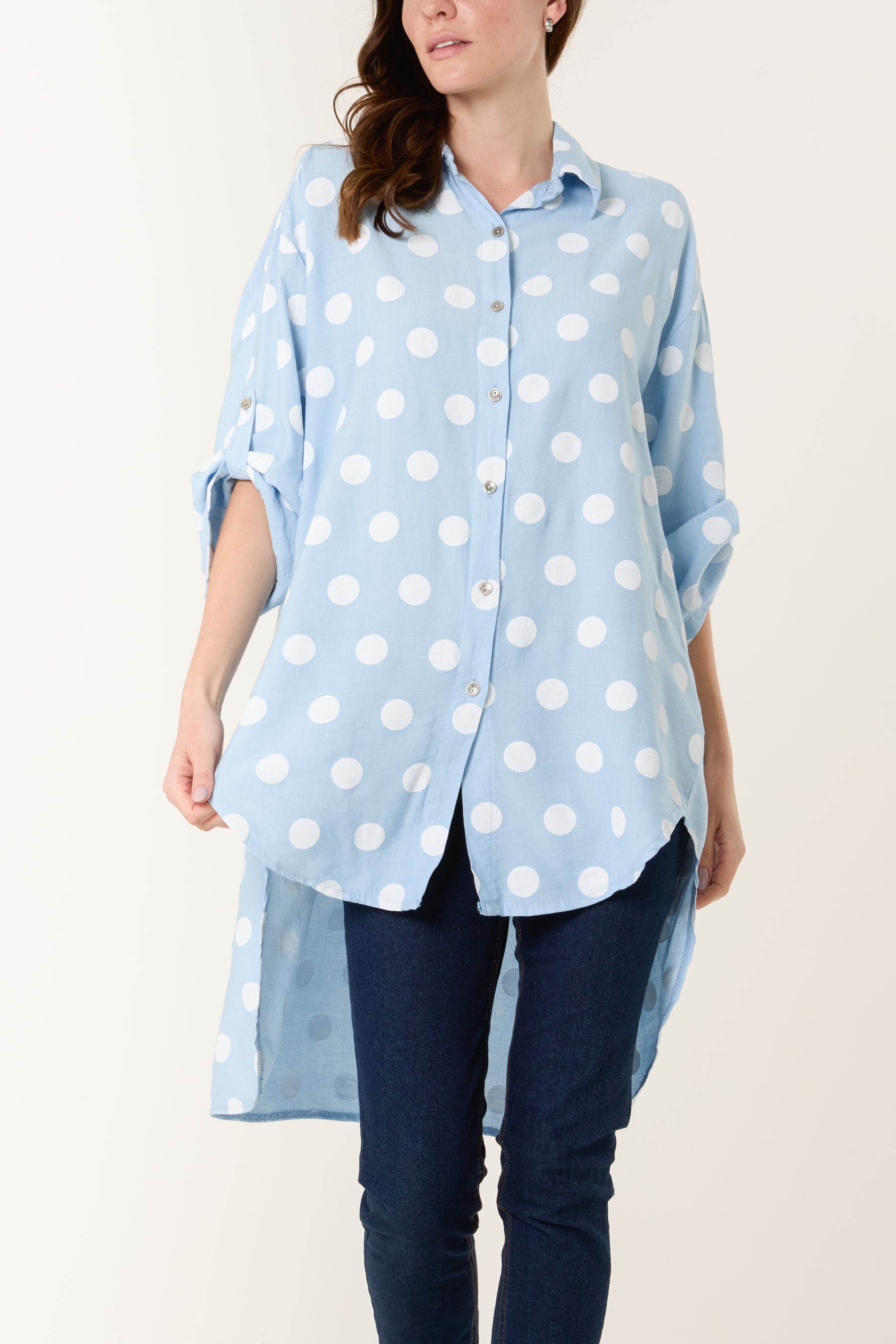 Polka Dot High Low Shirt