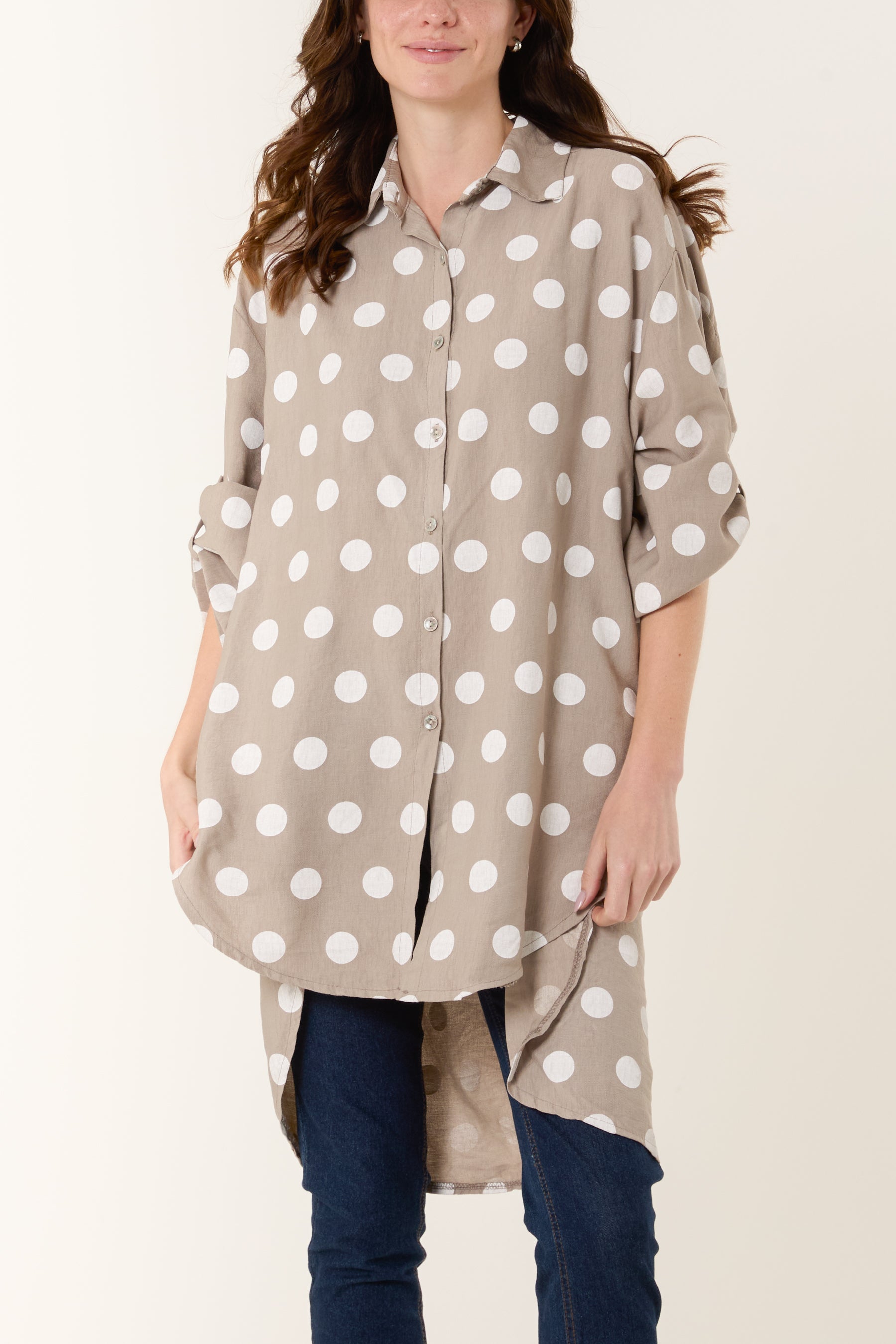 Polka Dot High Low Shirt