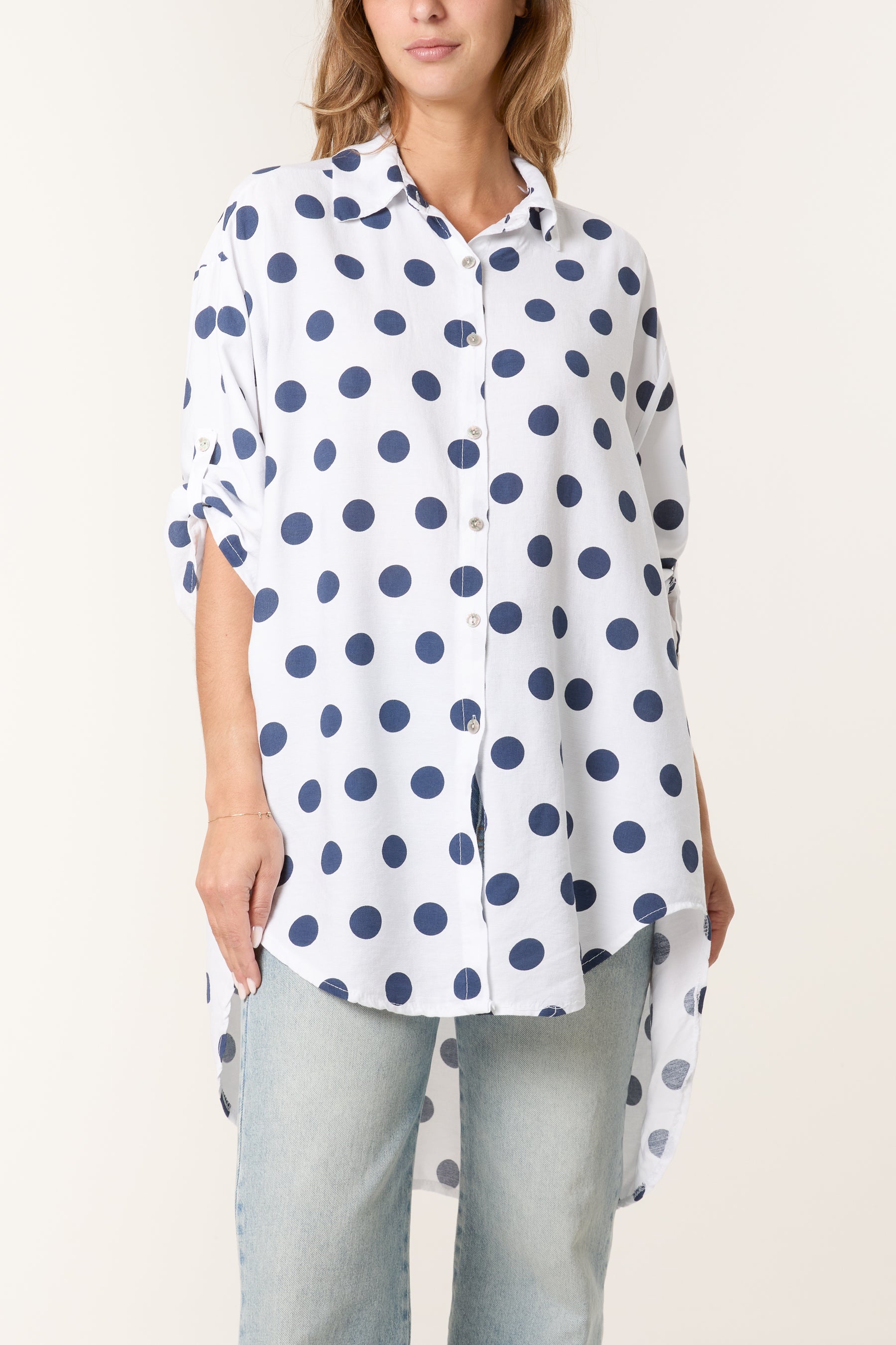 Polka Dot High Low Shirt
