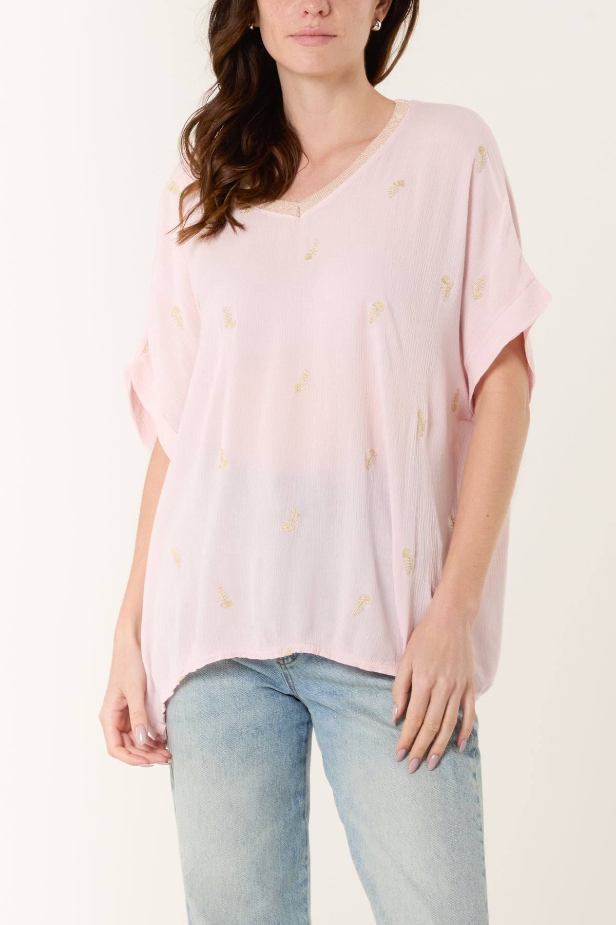 Fish Embroidery Short Sleeve Blouse