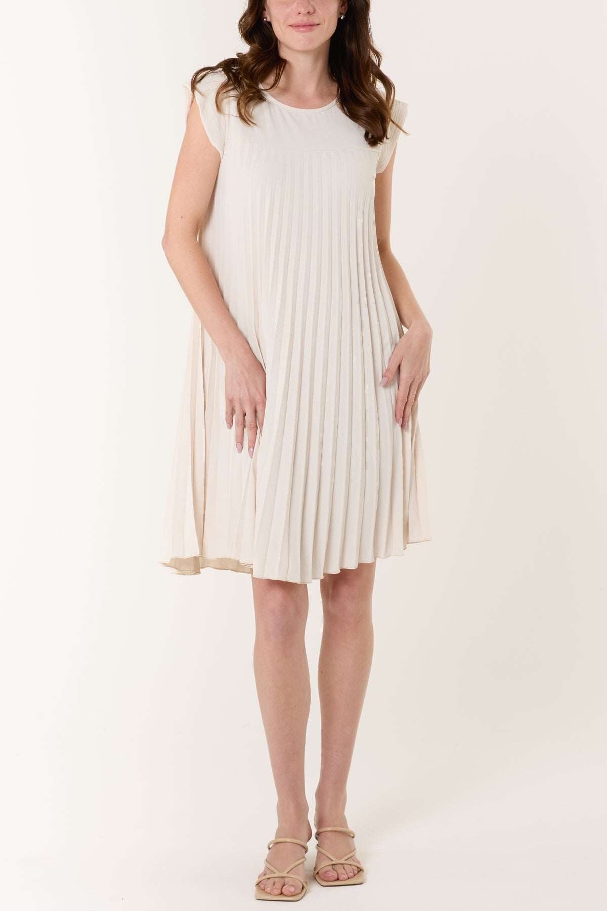 Cap Sleeve Pleated Mini Dress