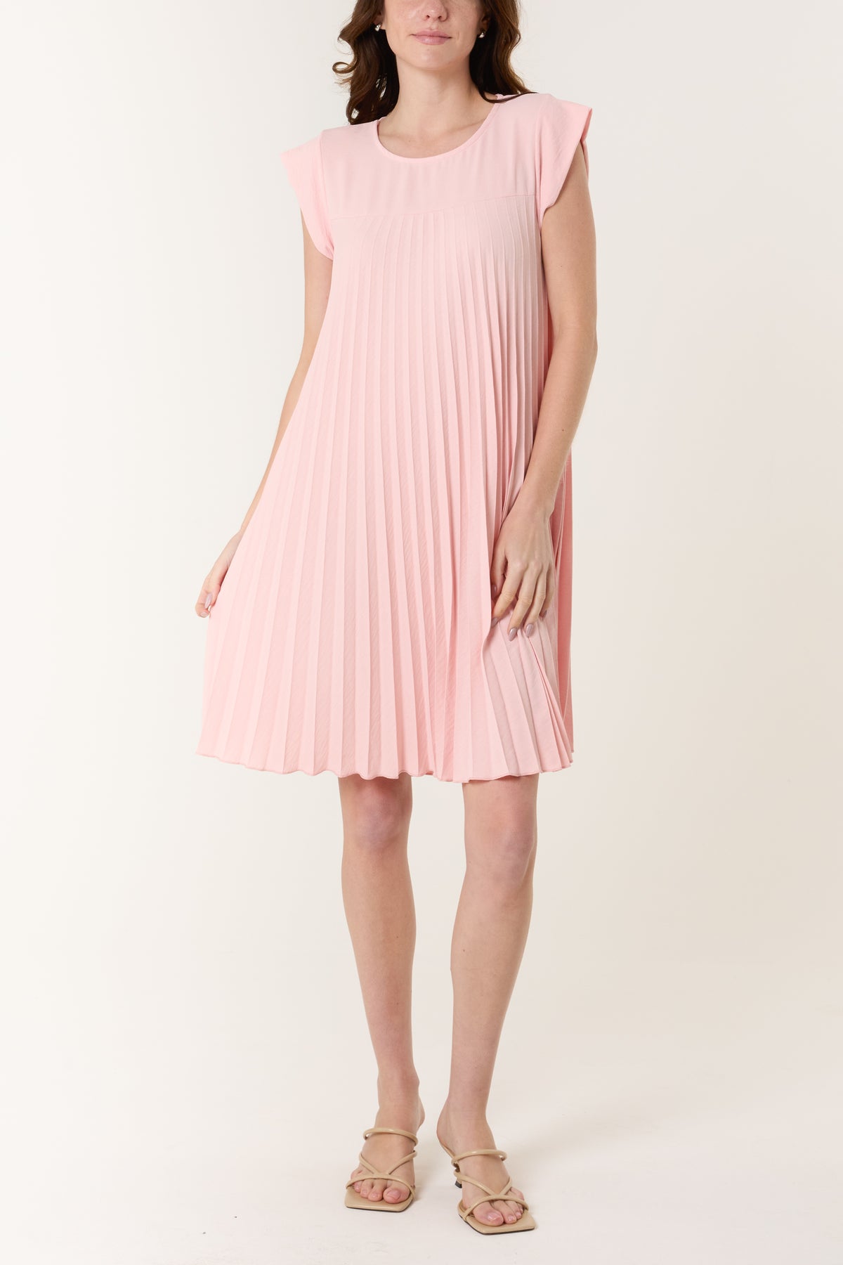 Cap Sleeve Pleated Mini Dress