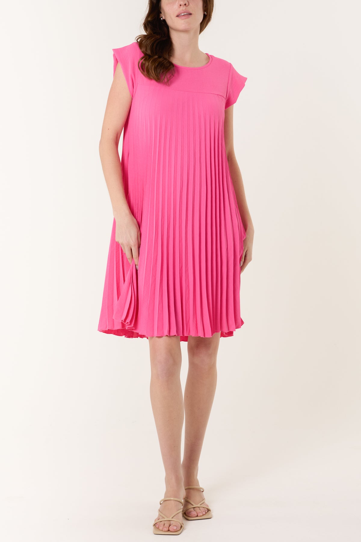 Cap Sleeve Pleated Mini Dress