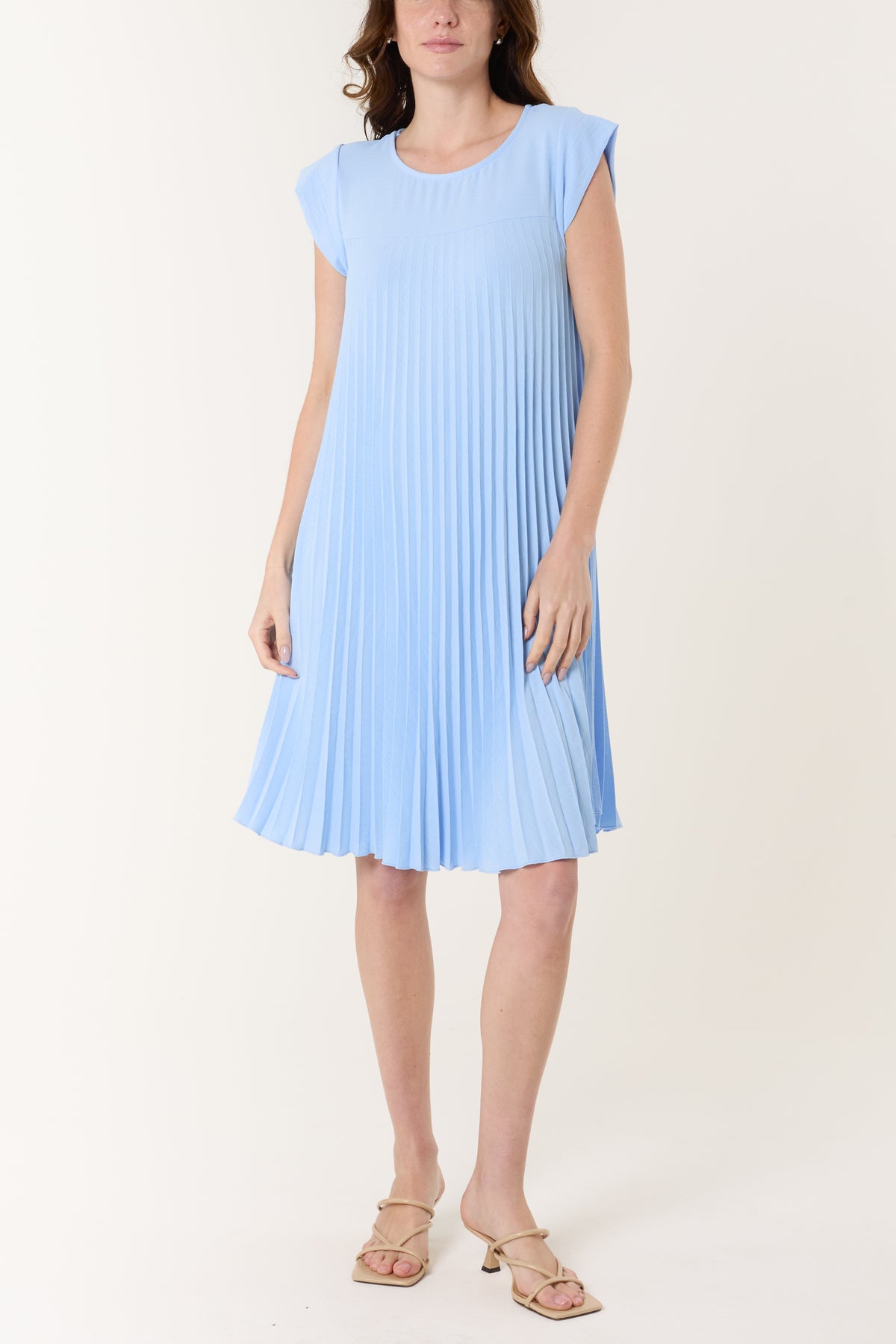 Cap Sleeve Pleated Mini Dress