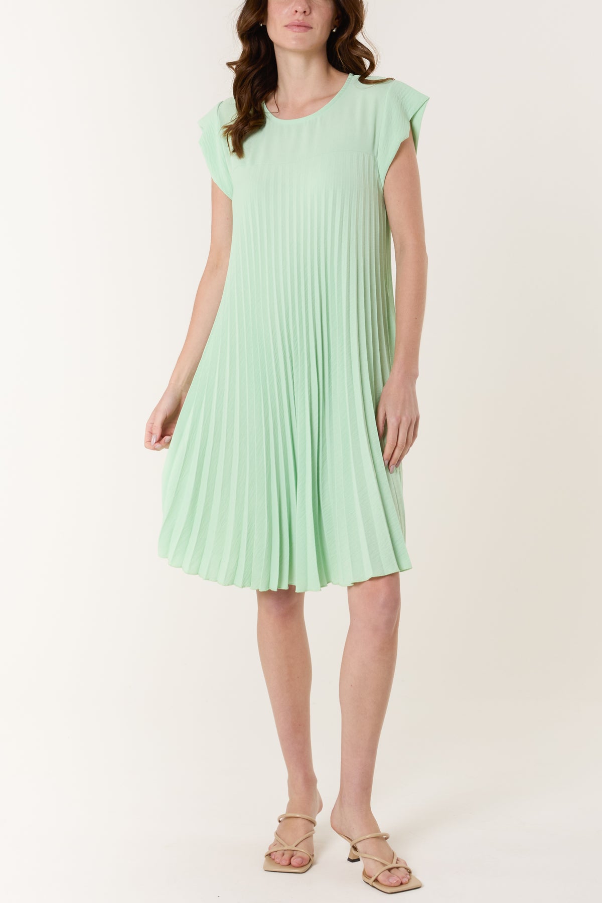 Cap Sleeve Pleated Mini Dress