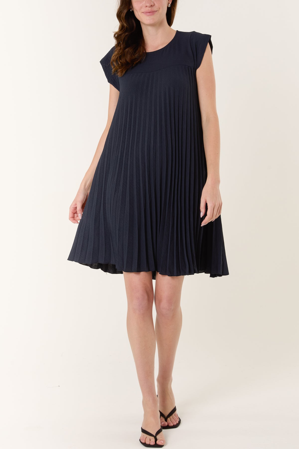 Cap Sleeve Pleated Mini Dress