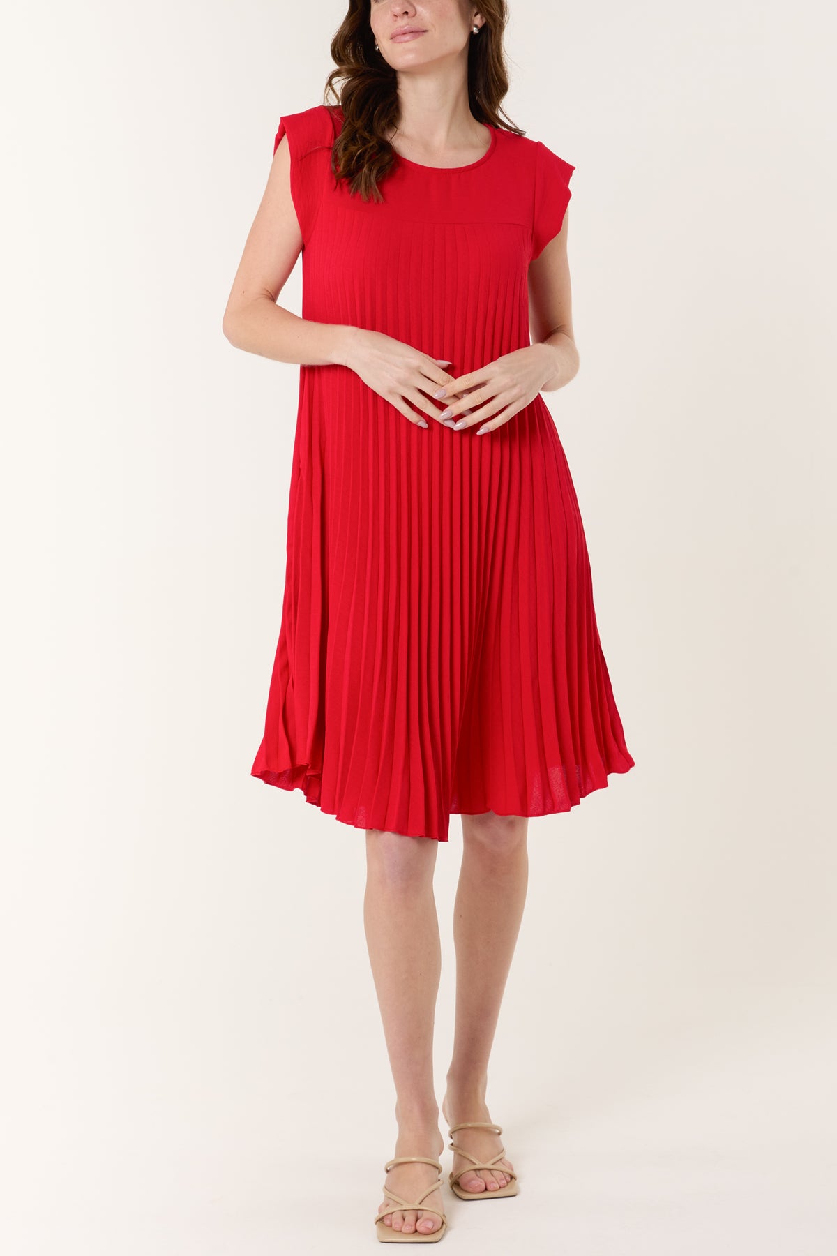 Cap Sleeve Pleated Mini Dress