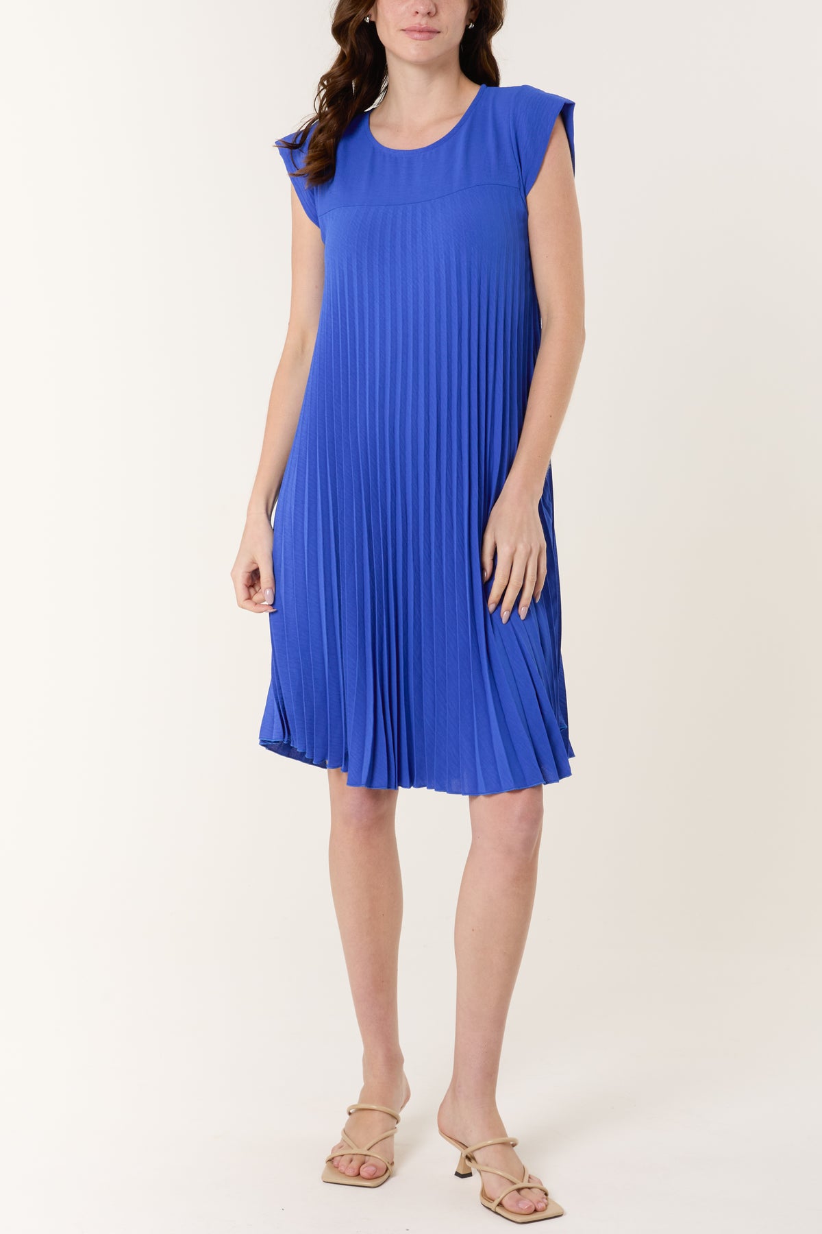 Cap Sleeve Pleated Mini Dress