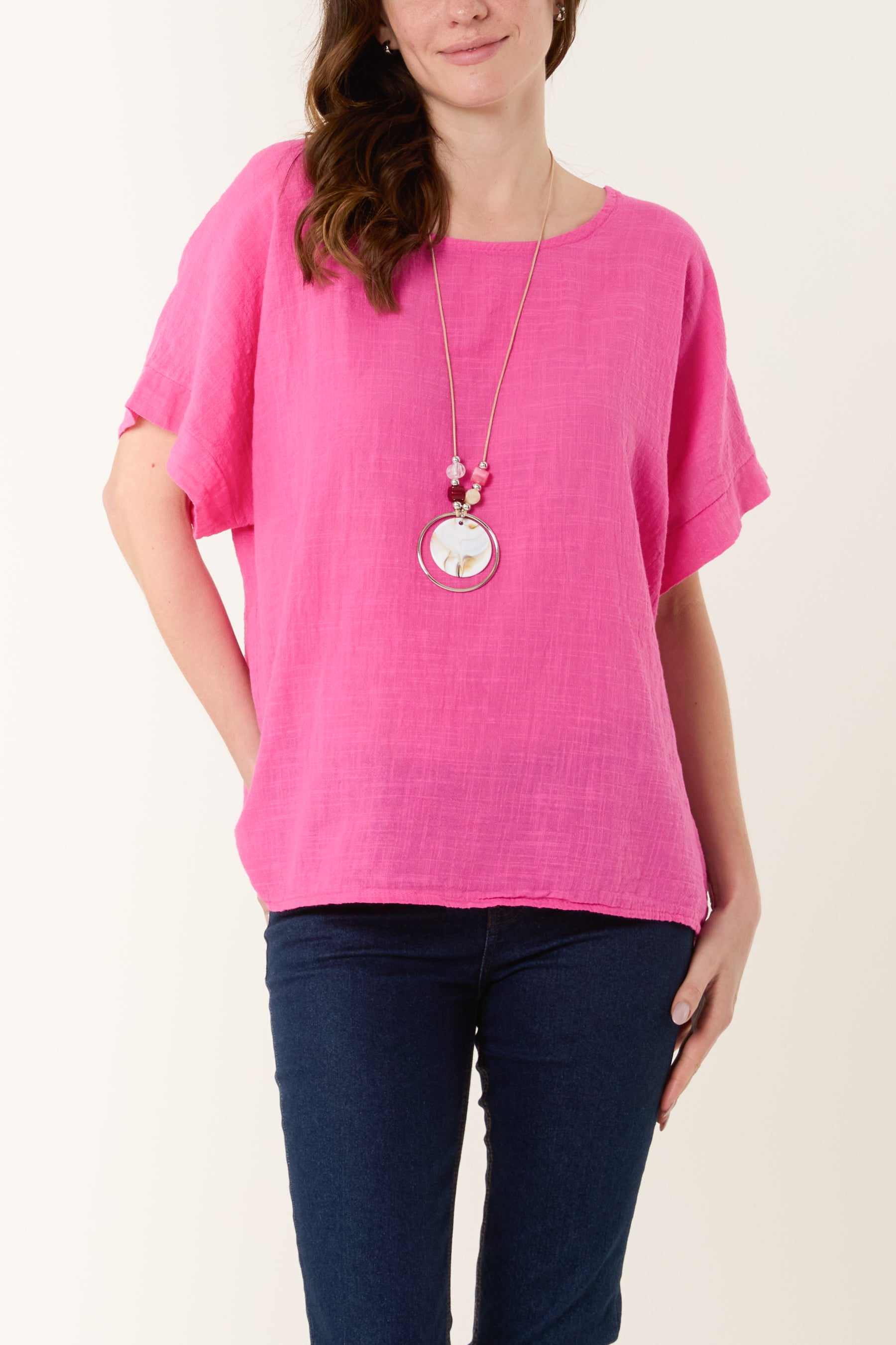Necklace Short Sleeve Pure Cotton Top