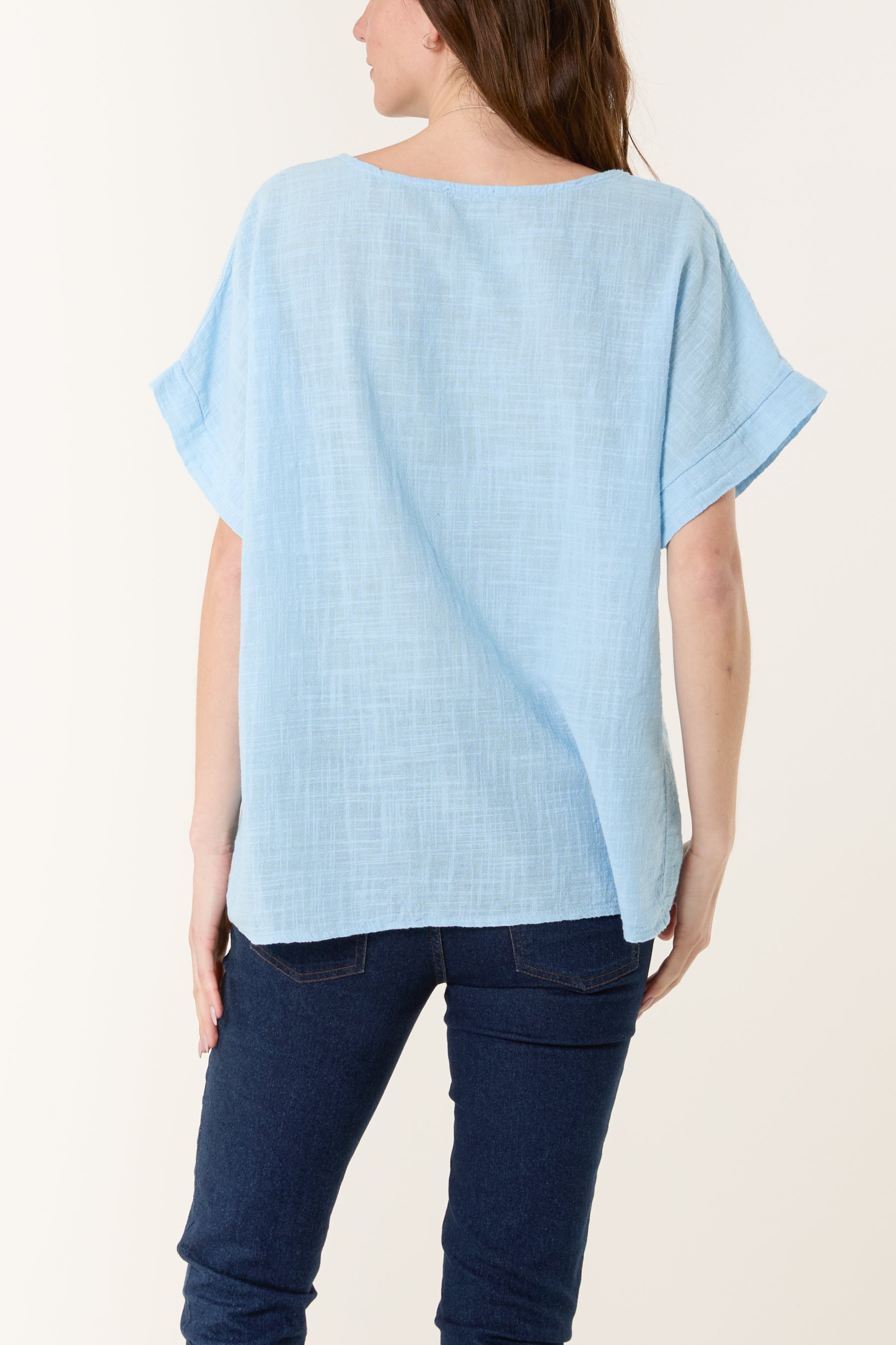 Necklace Short Sleeve Pure Cotton Top