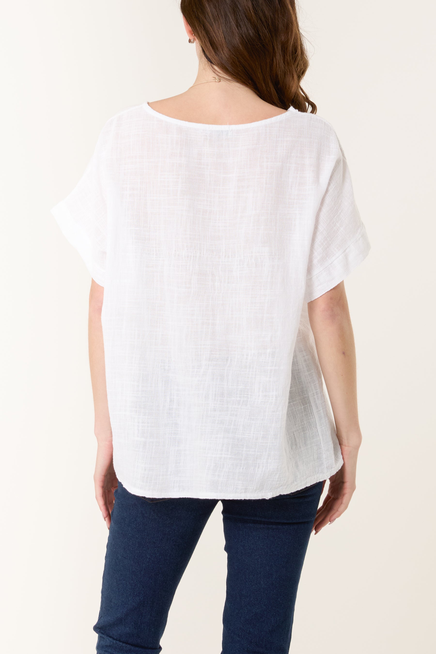 Necklace Short Sleeve Pure Cotton Top