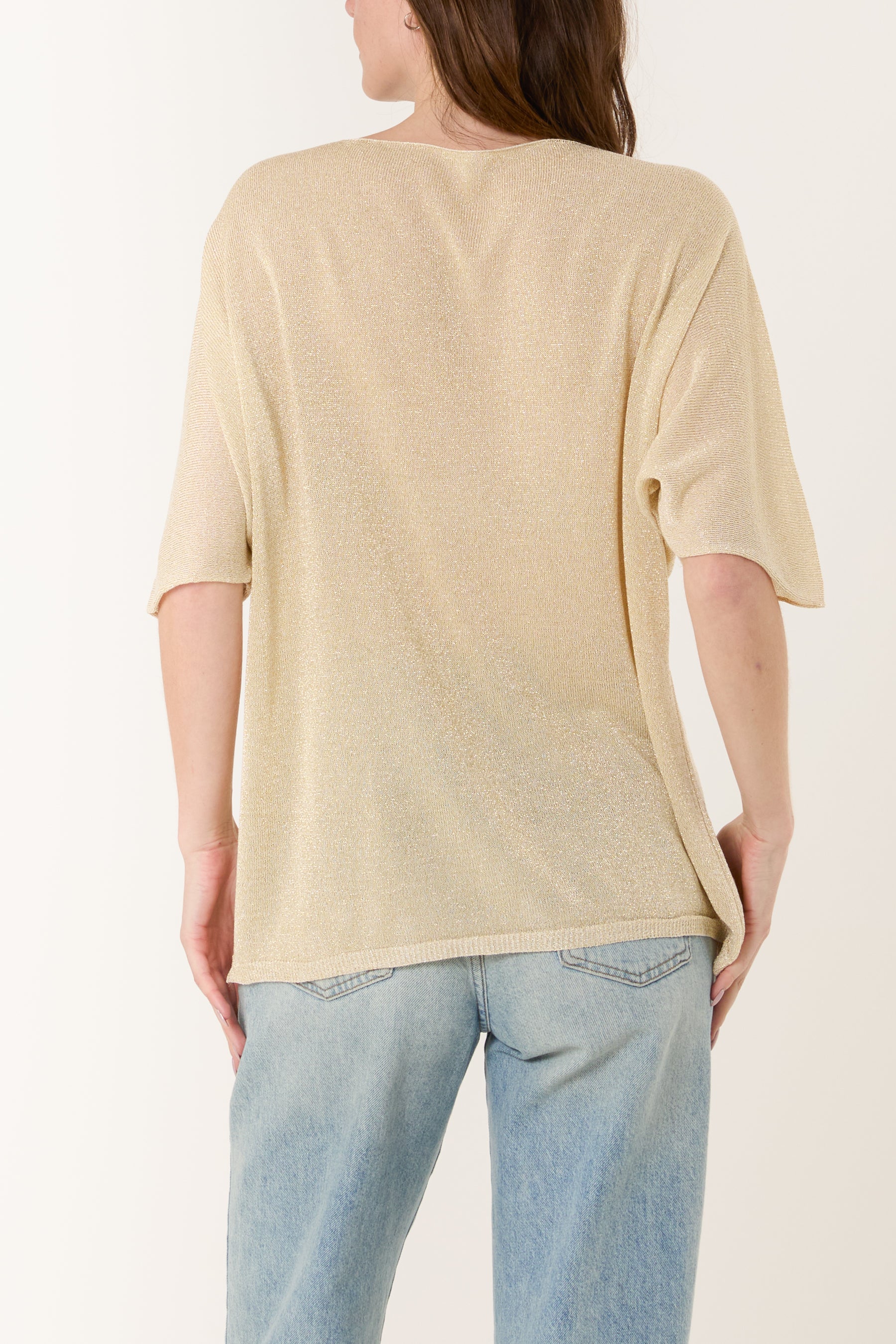 Short Sleeve Lurex Knitted Top