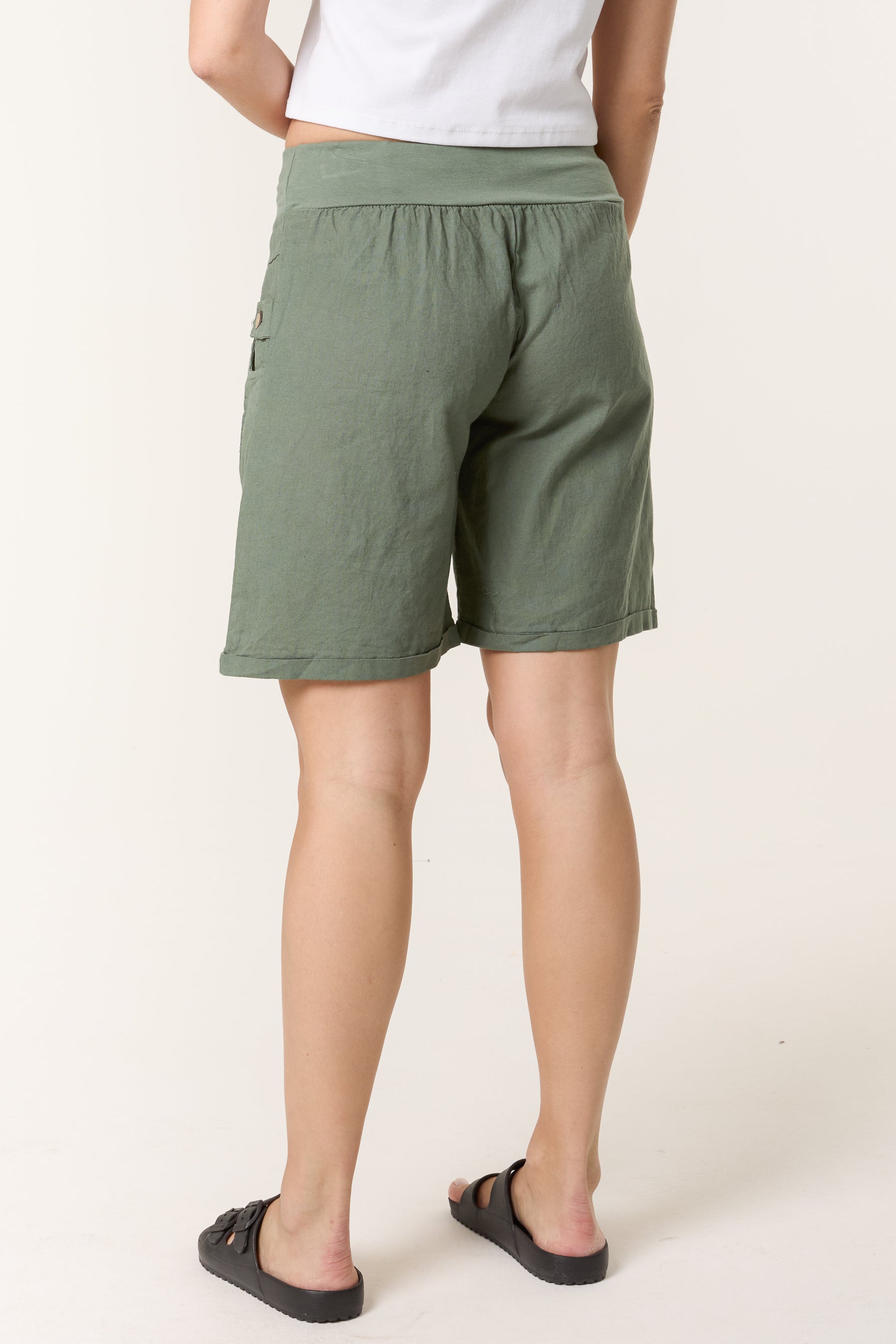 Linen Blend Bermuda Shorts