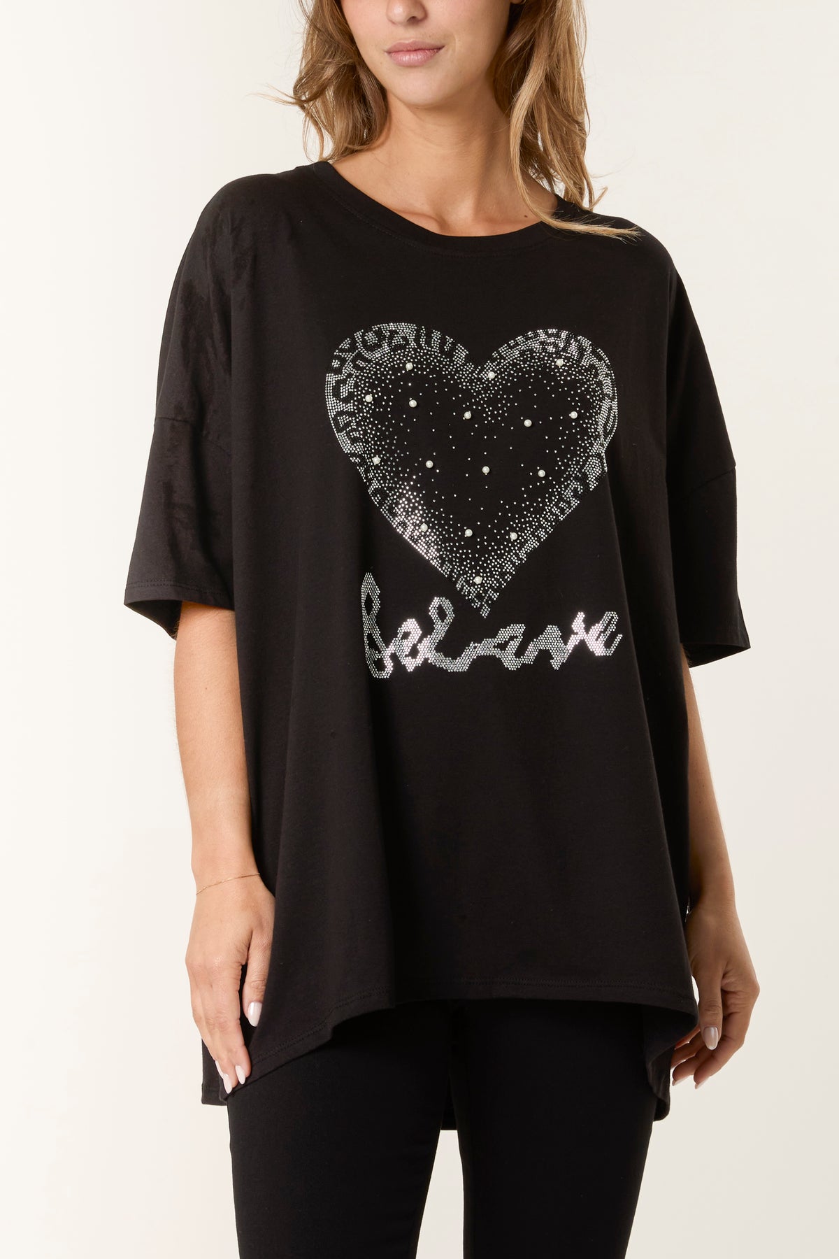 Diamante Pearl Heart T-Shirt