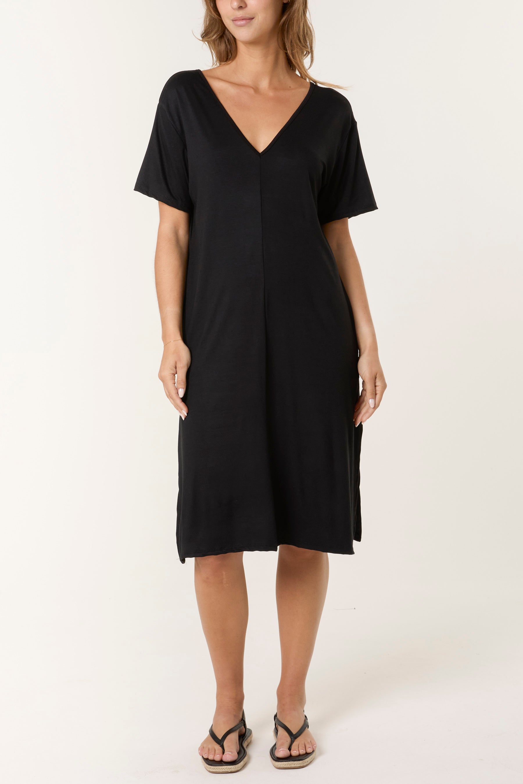 Double V-Neck Stretchy Dress