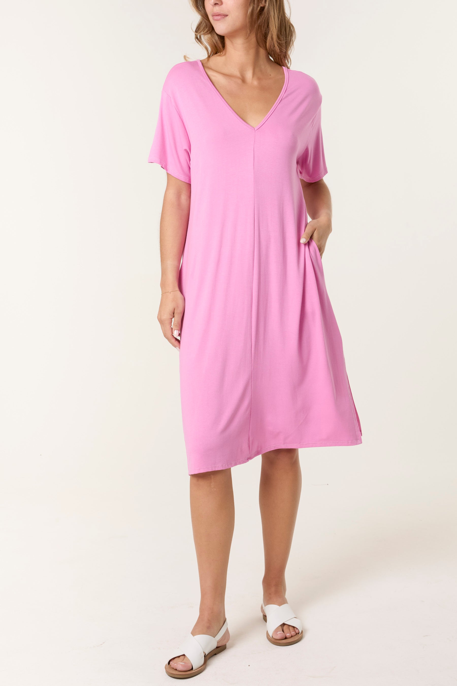 Double V-Neck Stretchy Dress
