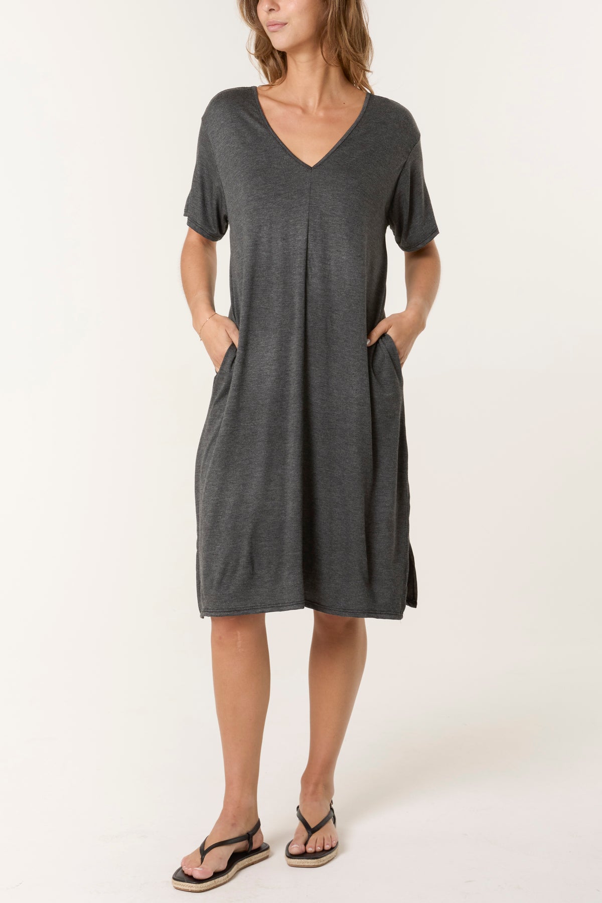Double V-Neck Stretchy Dress