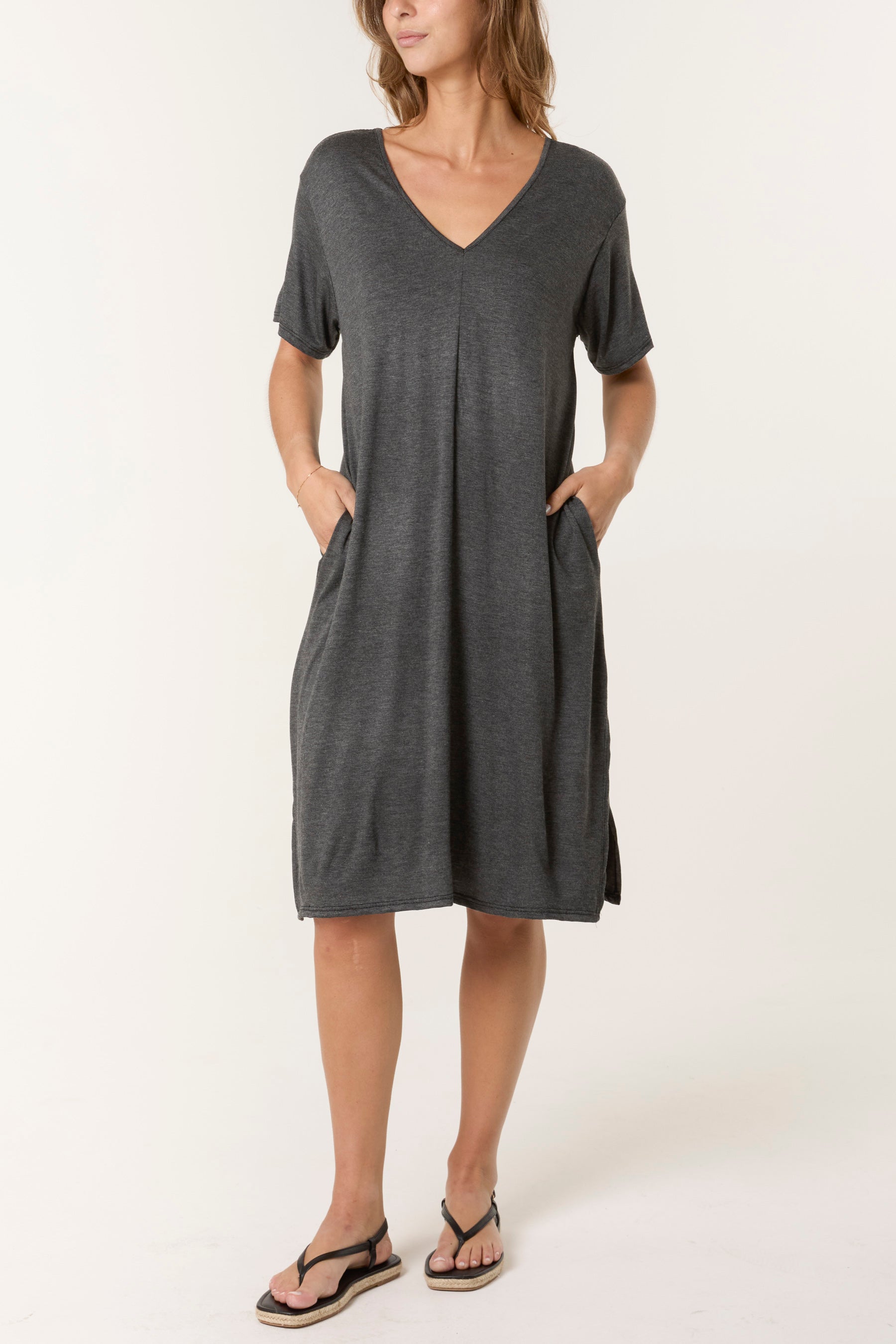 Double V-Neck Stretchy Dress