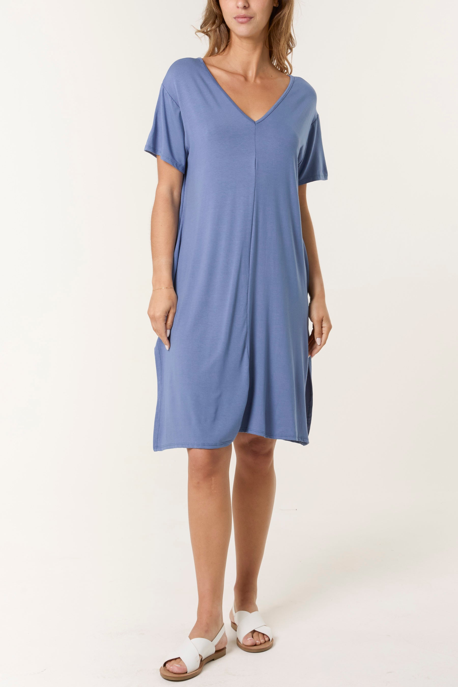 Double V-Neck Stretchy Dress
