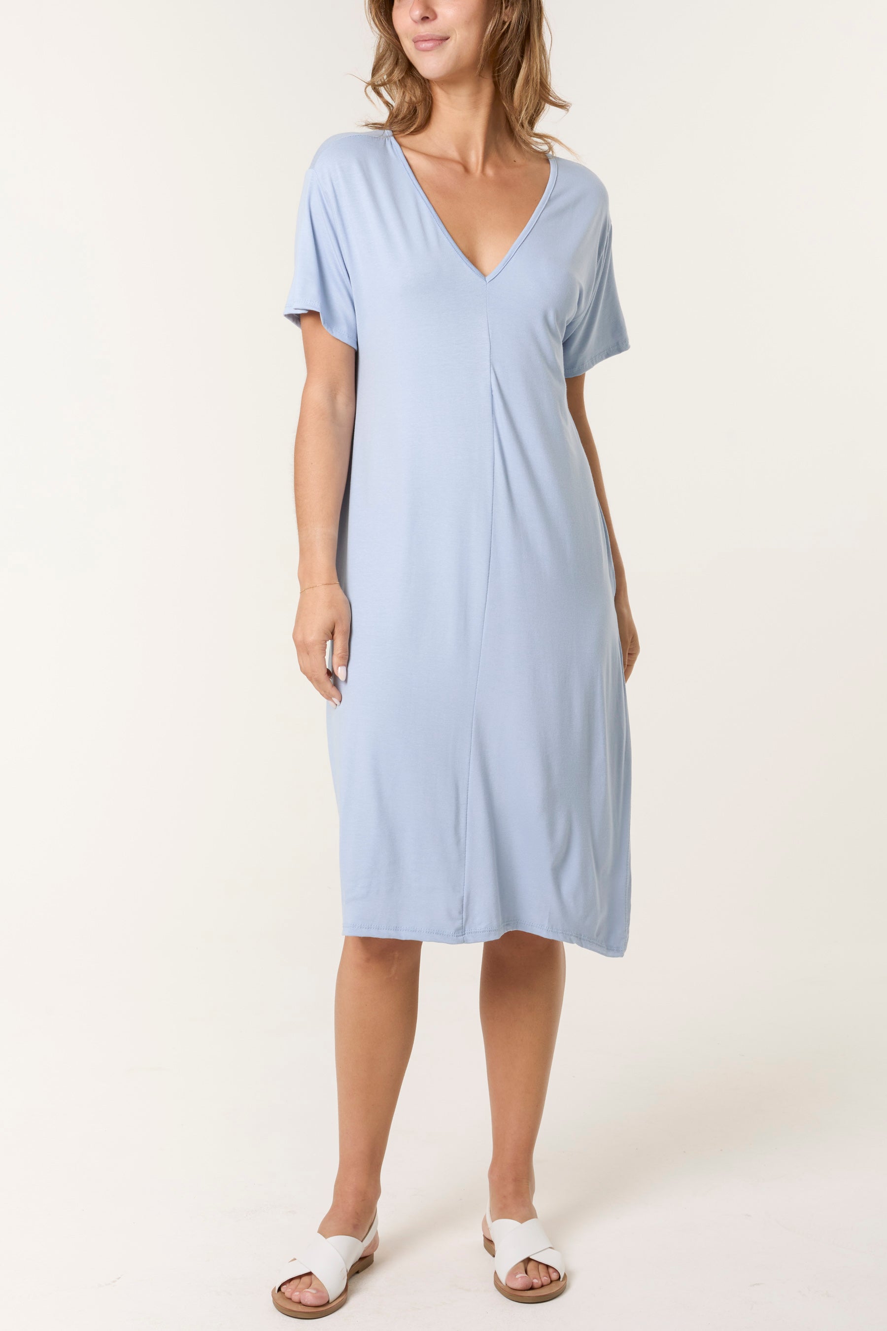 Double V-Neck Stretchy Dress